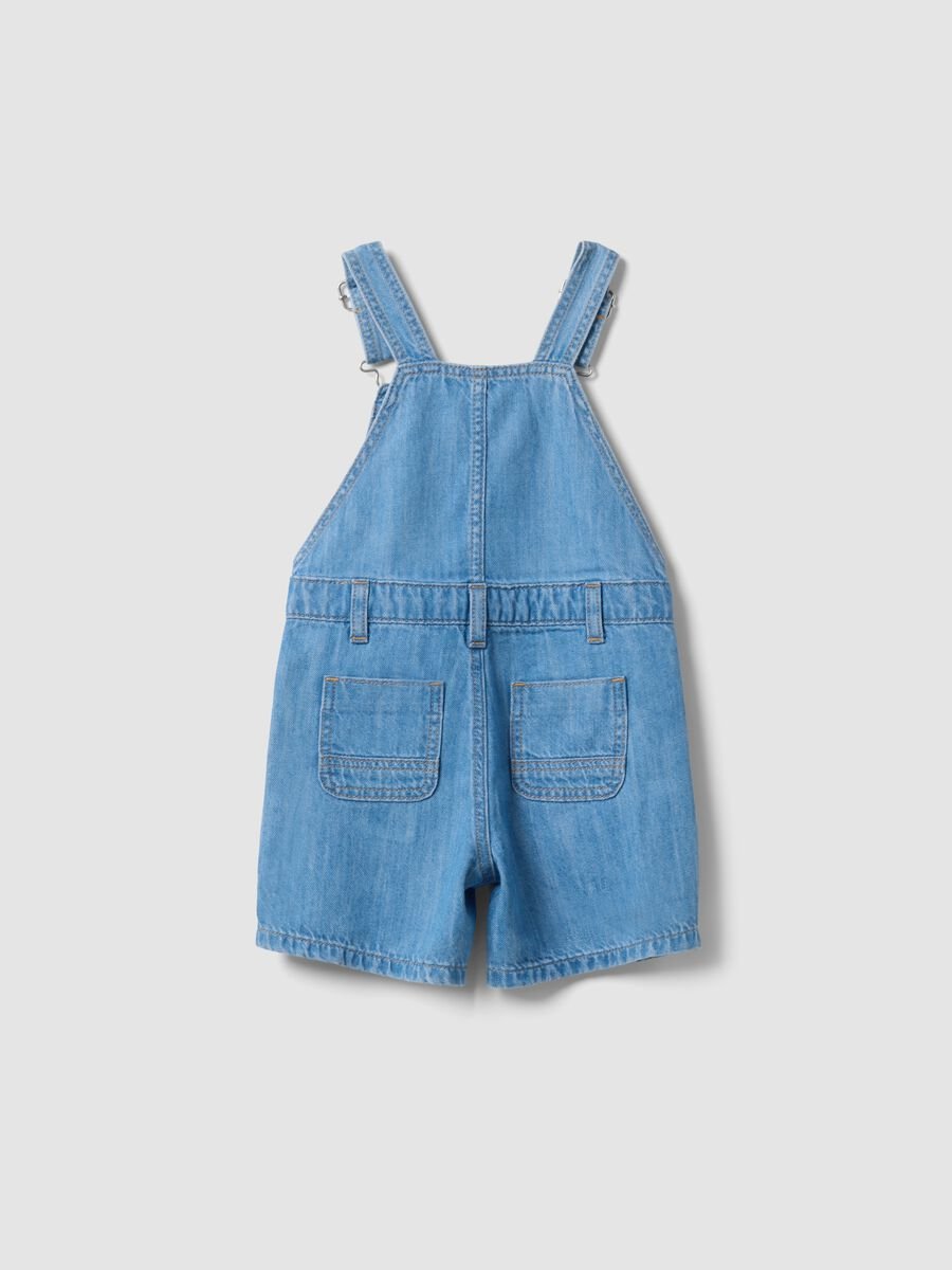 Jardineiras de ganga azul em puro algod&atilde;o para beb&eacute;, ajuste regular_1