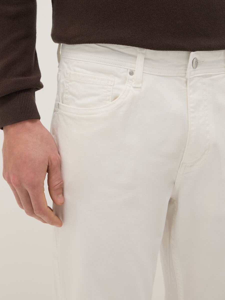 Slim fit white cotton stretch trousers_4