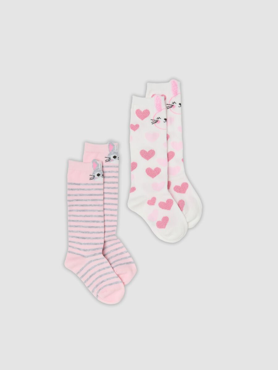 Bipack di calze lunghe rosa in cotone organico elasticizzato_0