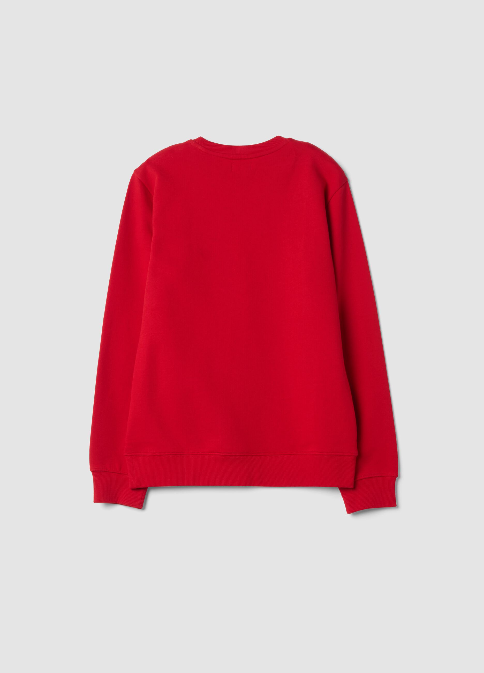 Red crew-neck sweatshirt in 100% cotton