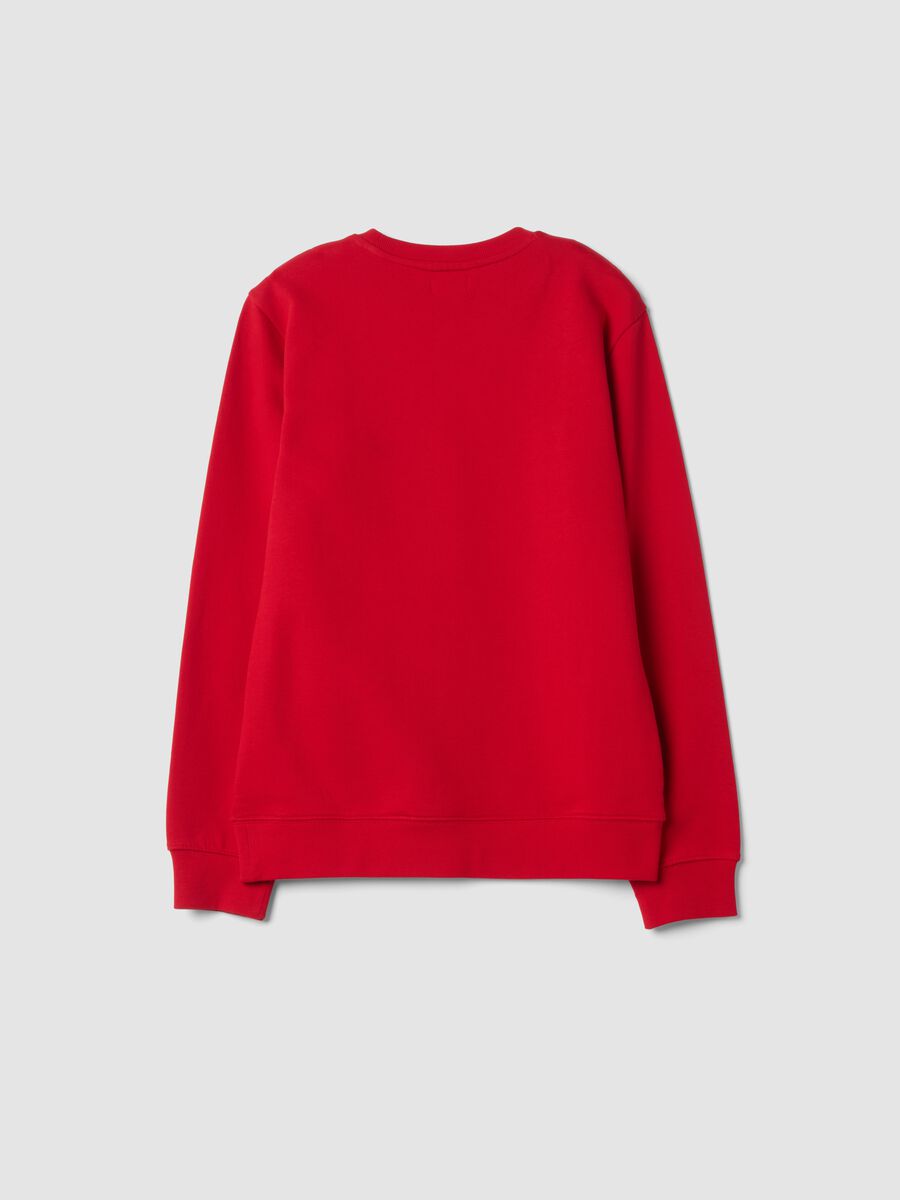 Red crew-neck sweatshirt in 100% cotton_2