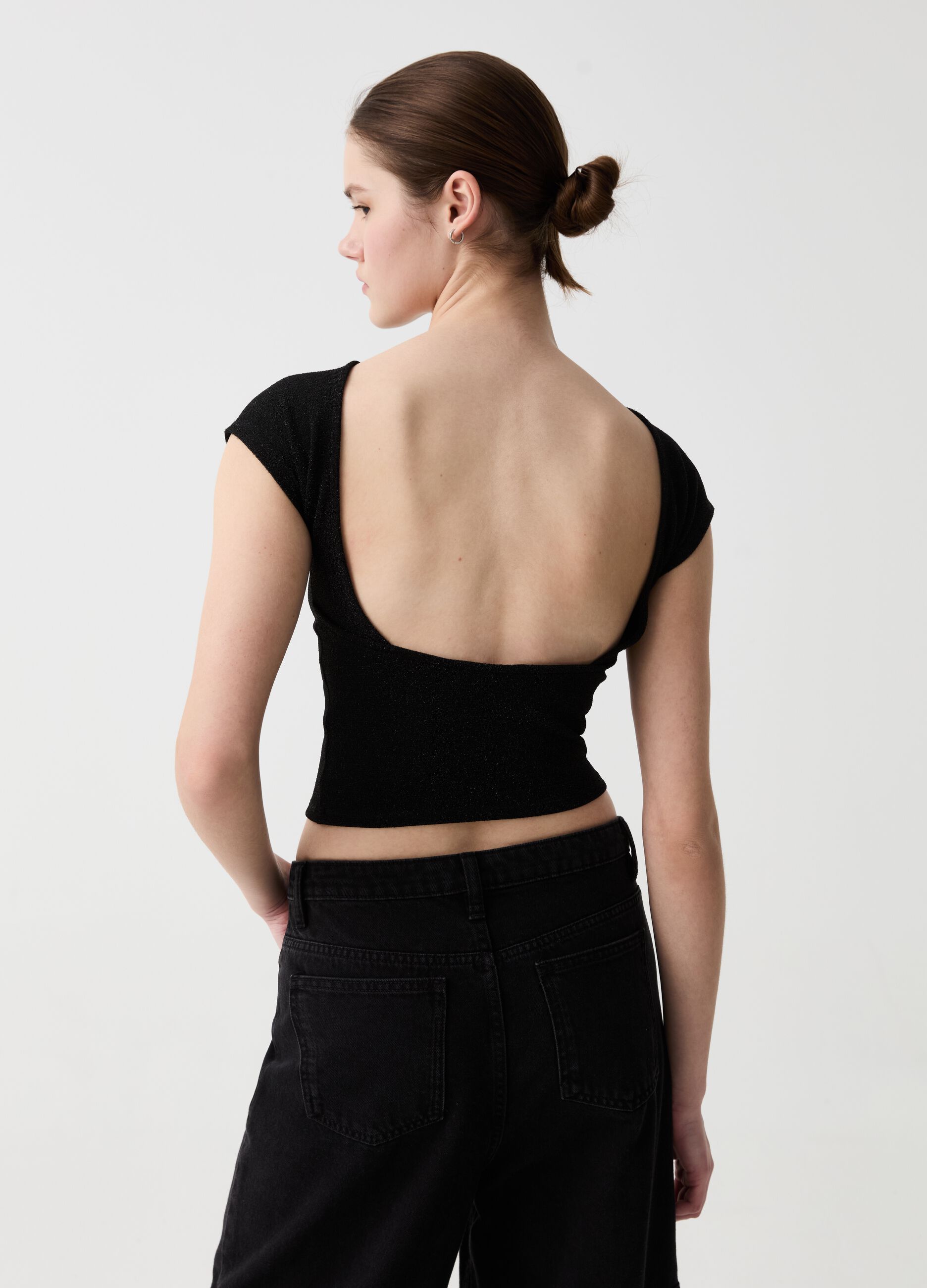 Lurex T-shirt with open back