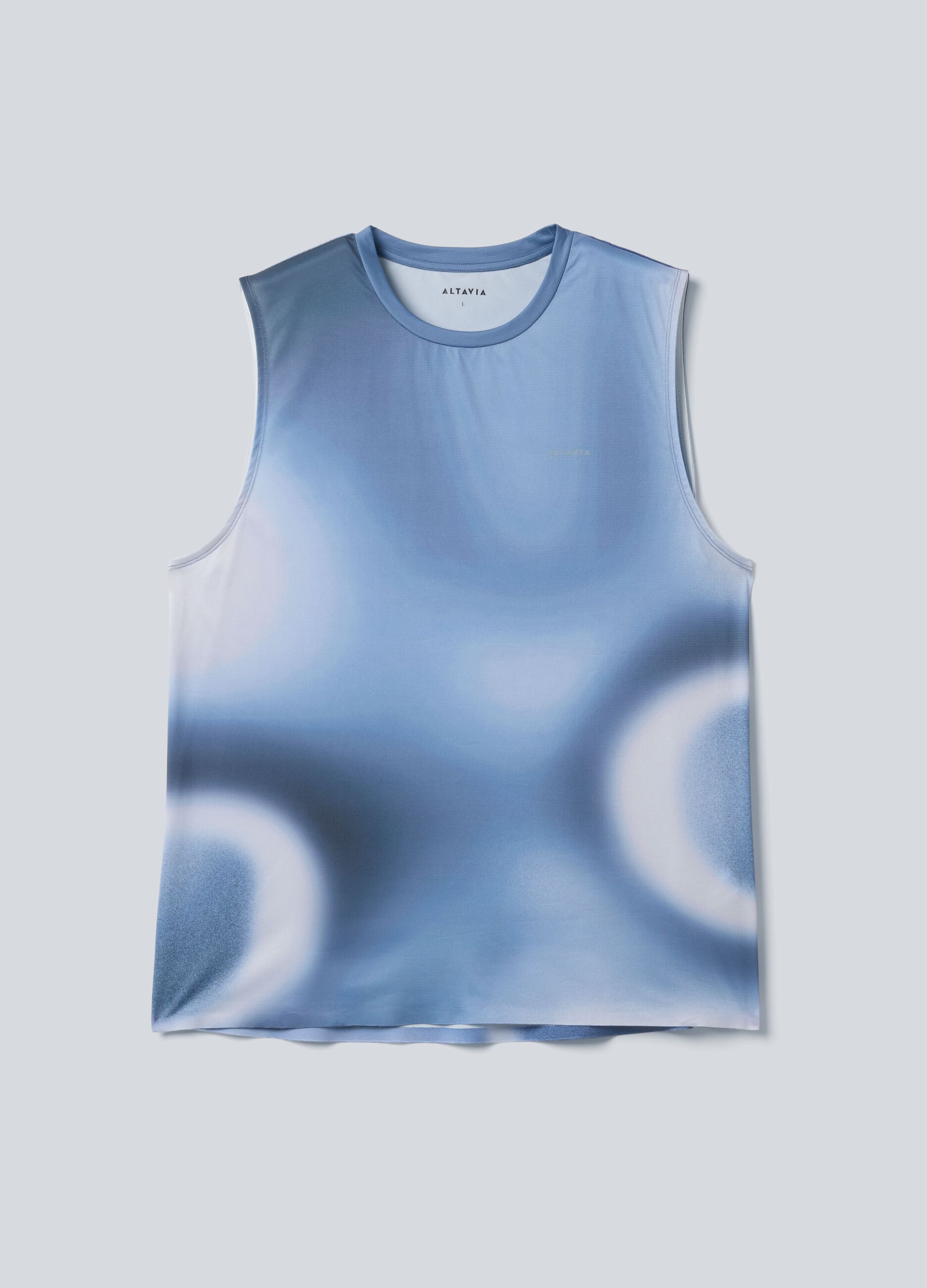 Hellblaues ALTAVIA COURT Tanktop aus Stretchmaterial mit Tie-Dye-Effekt