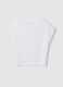 Girls' Slim Fit White Stretch Cotton T-shirt with Rhinestones_4