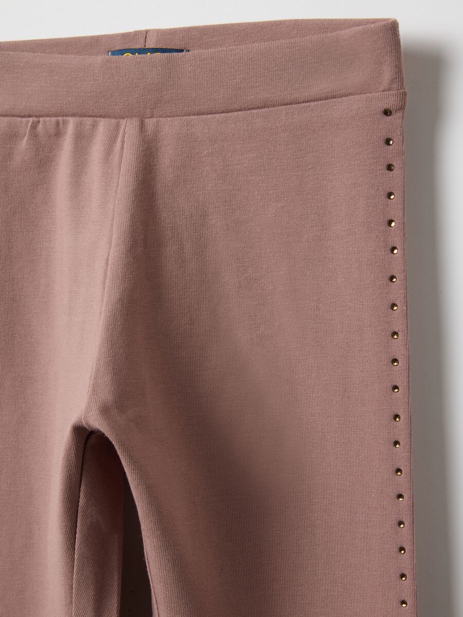 Girls' brown stretchy cotton skinny fit leggings_2