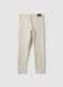 Beige slim-fit stretch cotton twill trousers_2