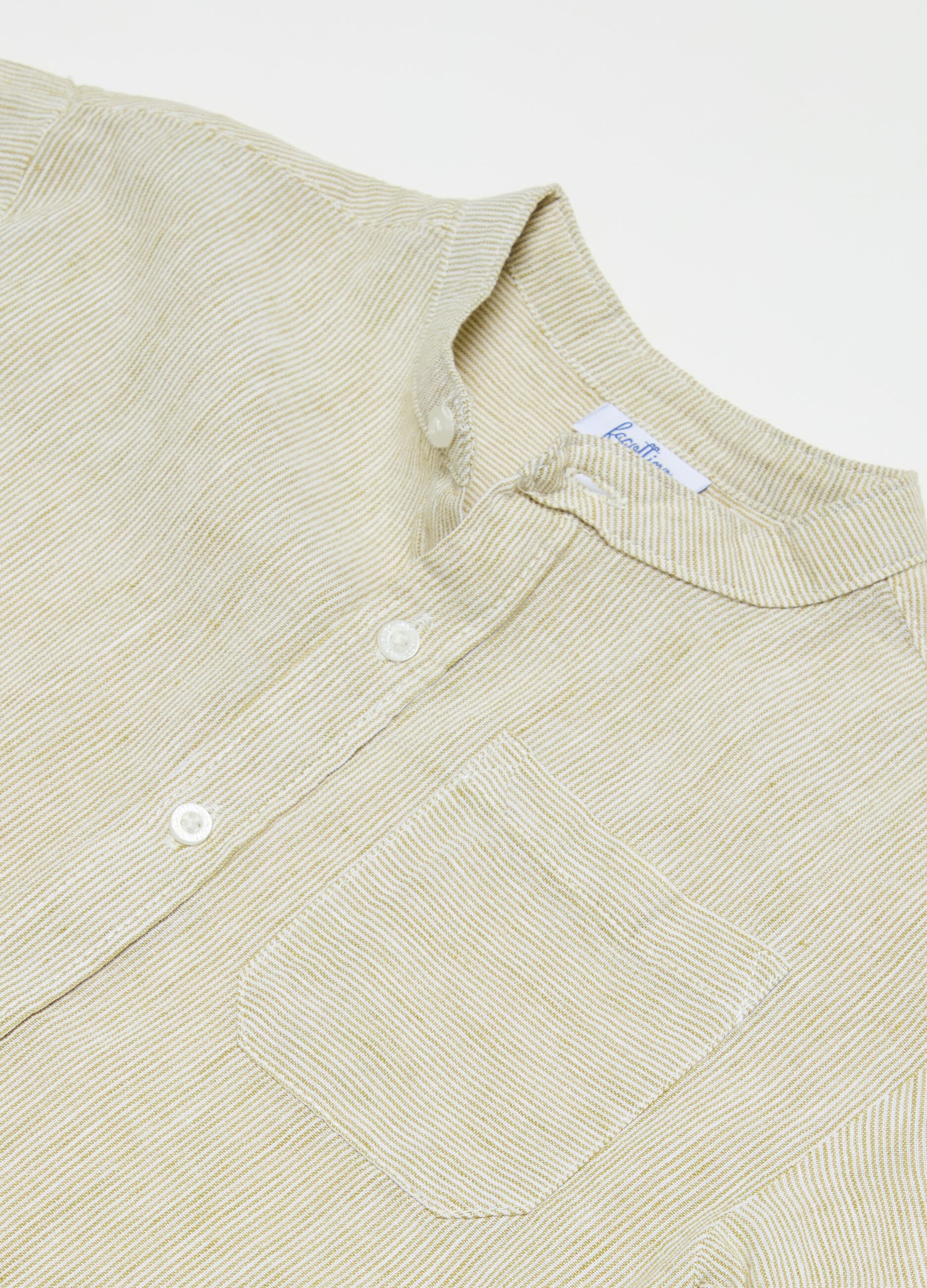 Linen and cotton shirt with top pocket