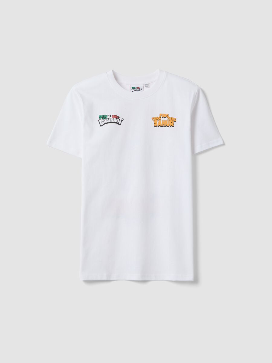 Jungen T-Shirt aus wei&szlig;er Baumwolle, Regular Fit mit Druck_3