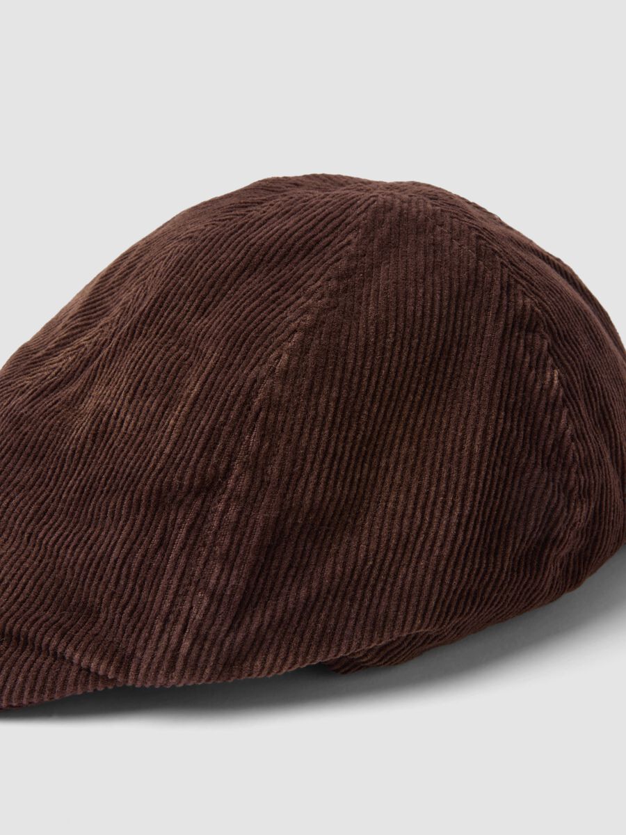 Coppola marrone in puro cotone a coste_1