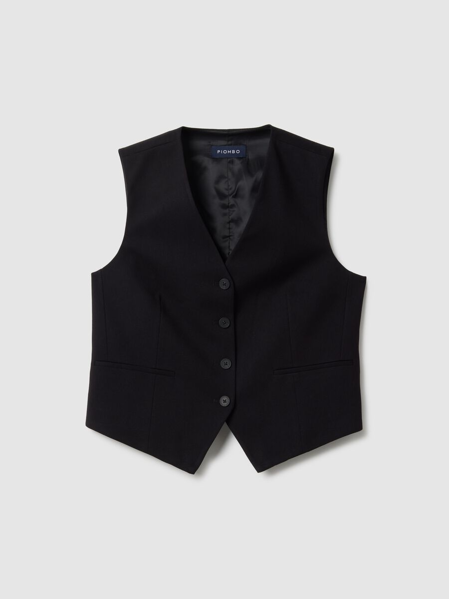 Elegant Black Viscose Blend Waistcoat Regular Fit_4