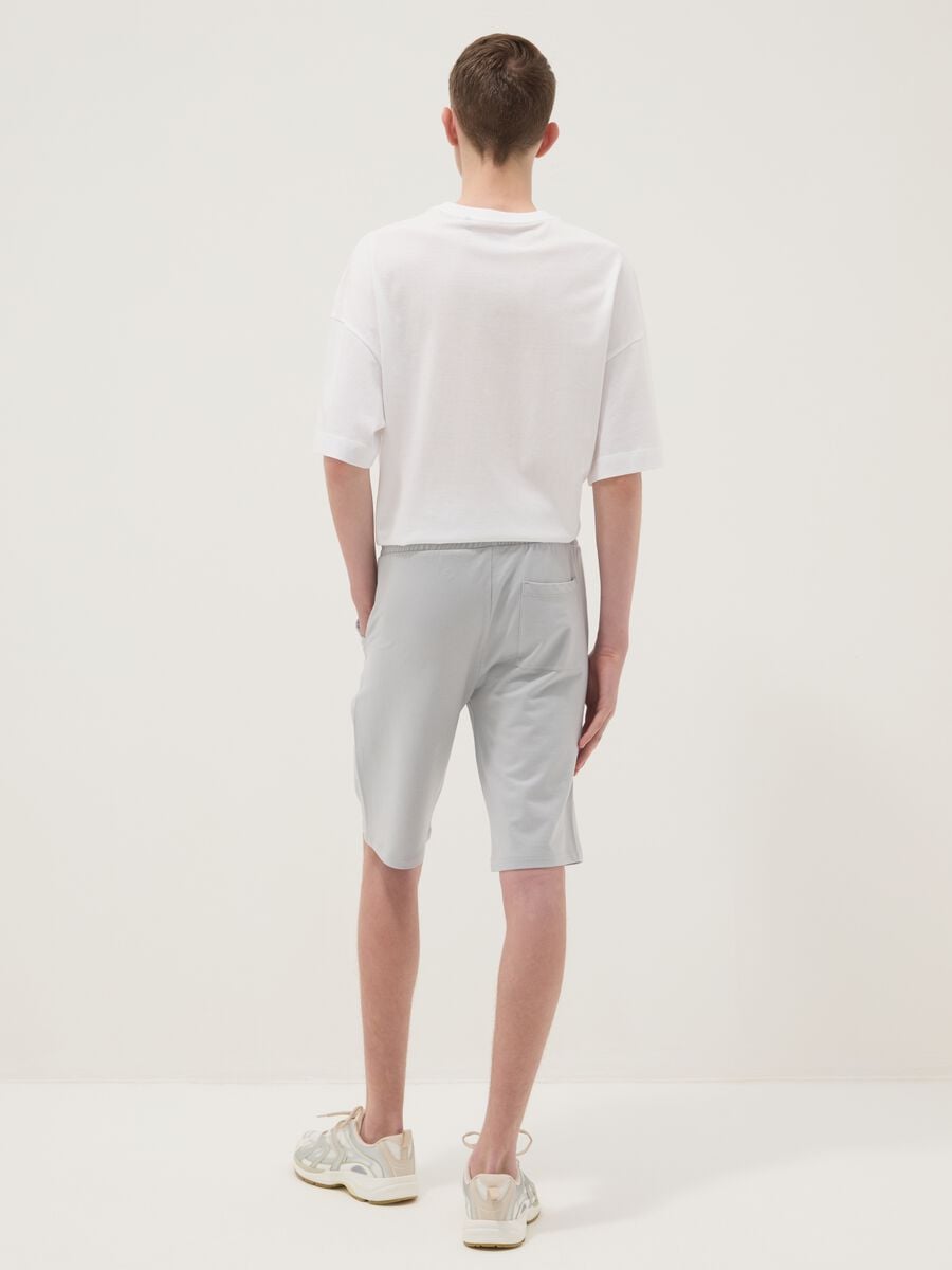 Grey pure cotton shorts with elasticated waist_1