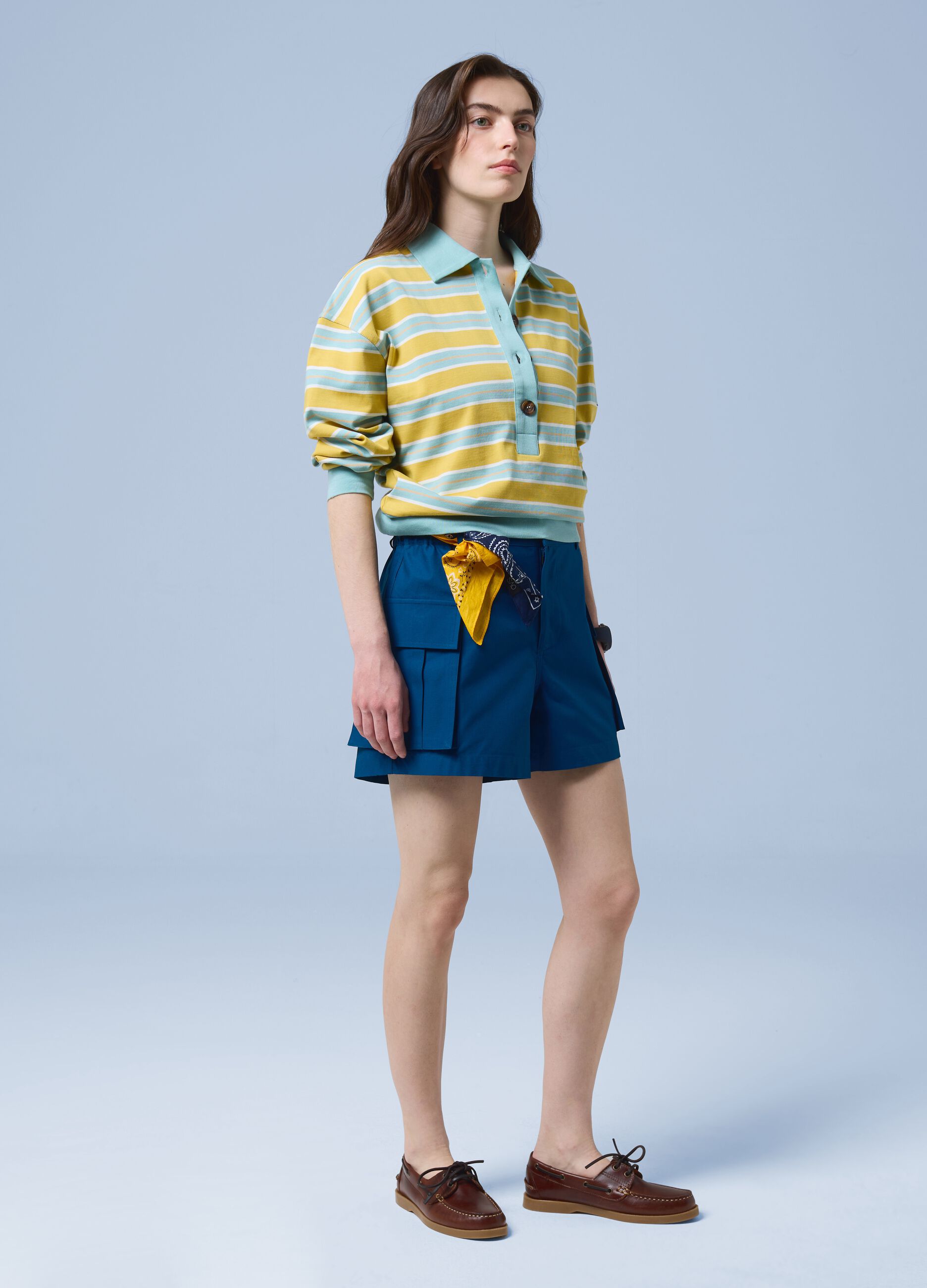 Gestreiftes ALTAVIA SAILING Langarm-Poloshirt aus reiner Baumwolle