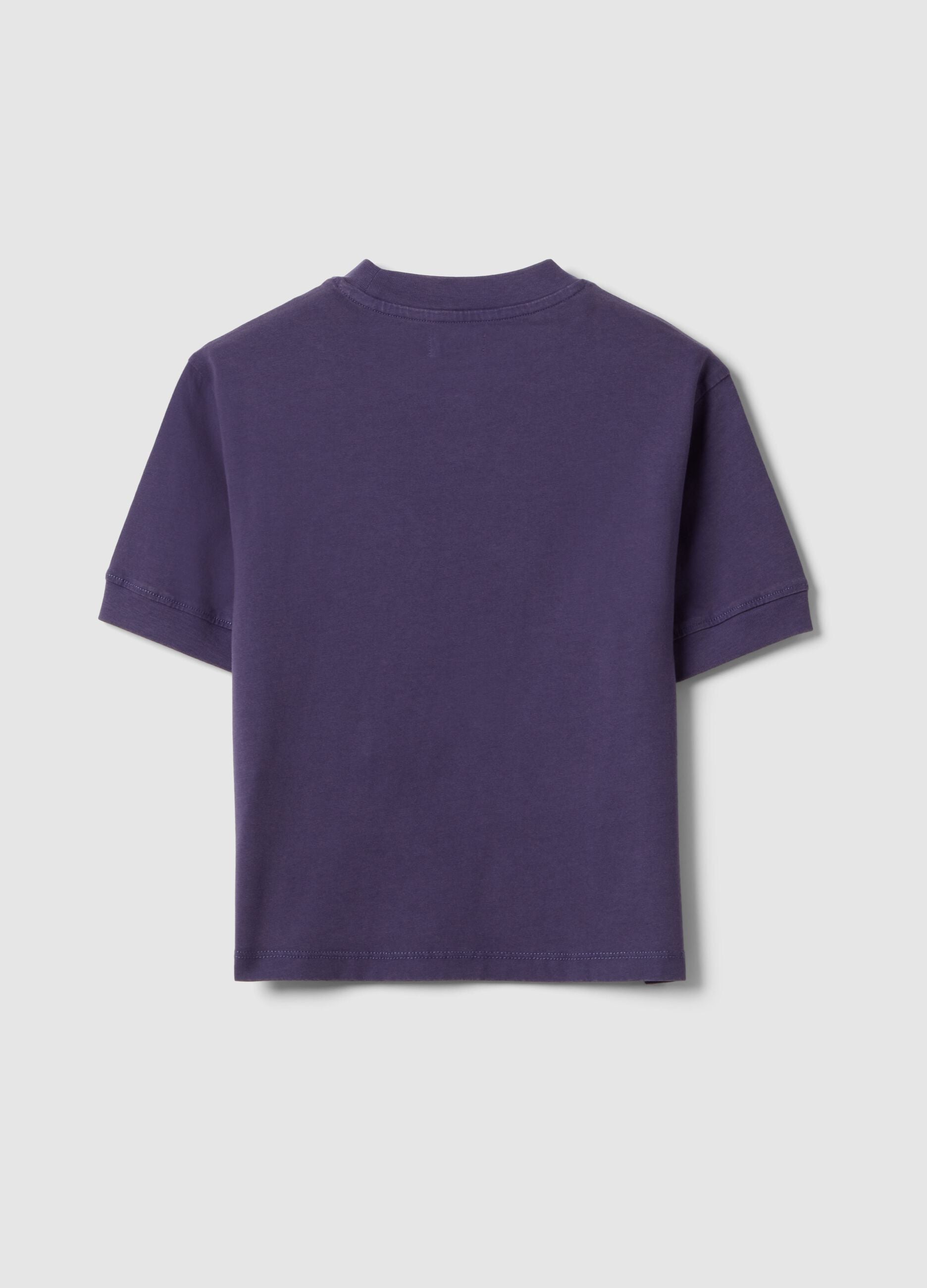 Children's purple pure cotton T-shirt, regular fit with patch