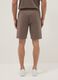 Brown cotton blend regular fit shorts_2