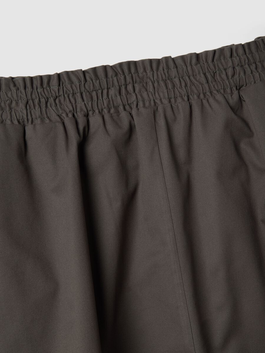 Grey long pure cotton skirt with elastic waistband_1