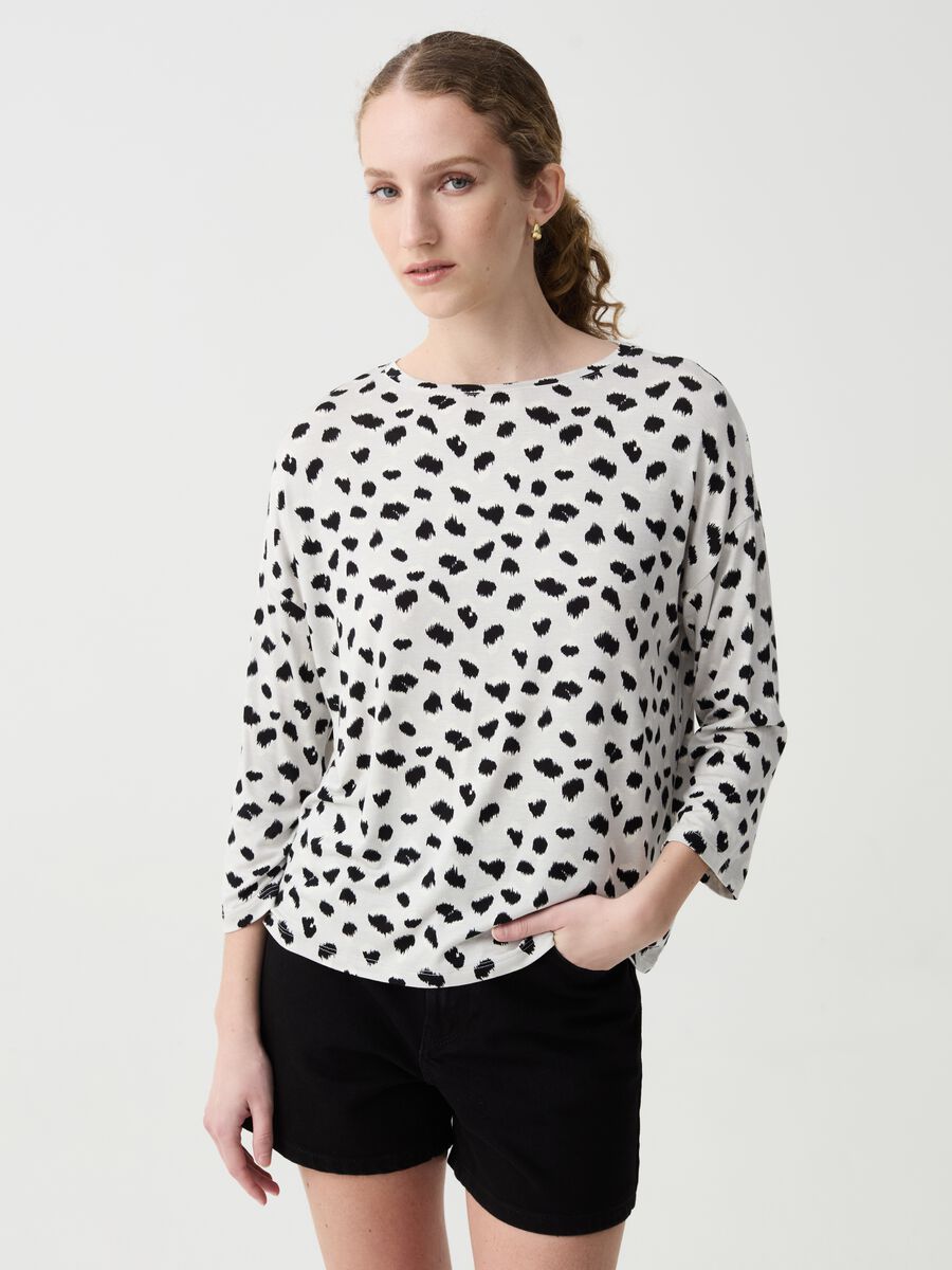 Viscose T-shirt with spotted print_0