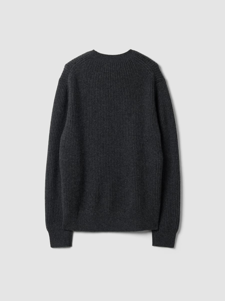 Grey pure cashmere ribbed jumper, regular fit_2