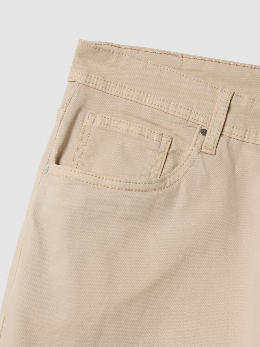 Beige stretch cotton trousers regular fit_5