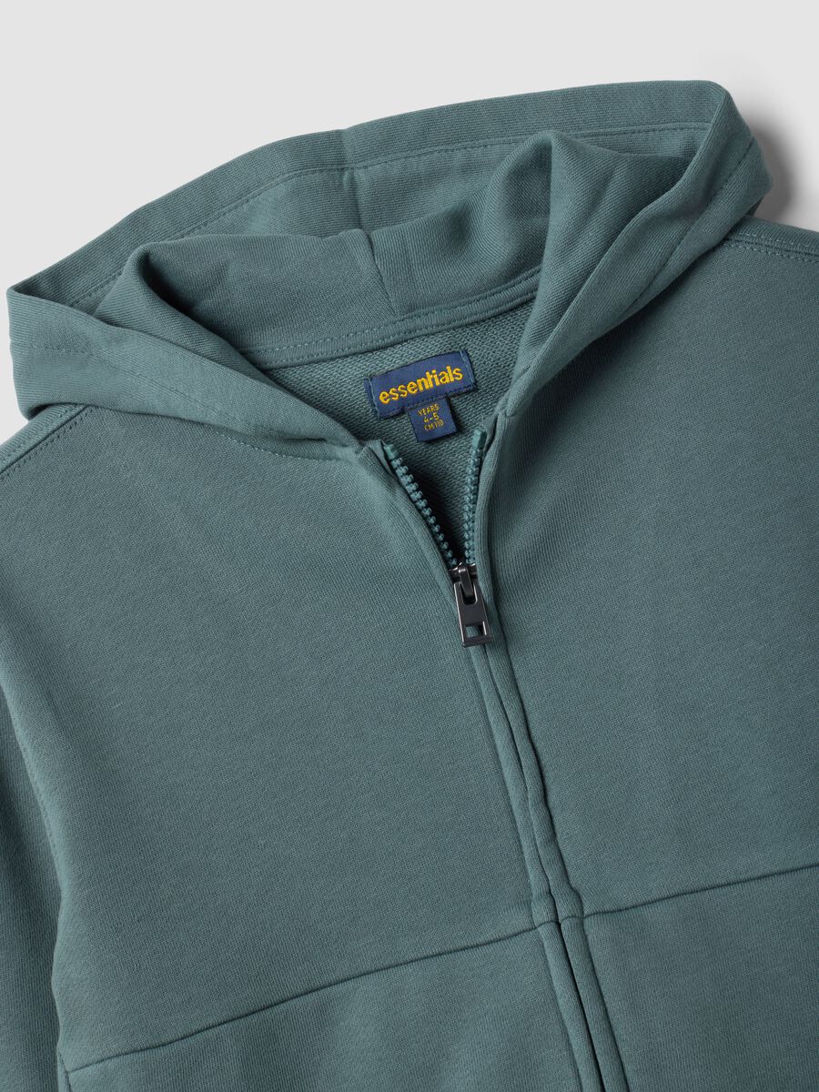 Green organic cotton hooded sweatshirt, oversized fit, for boys_2