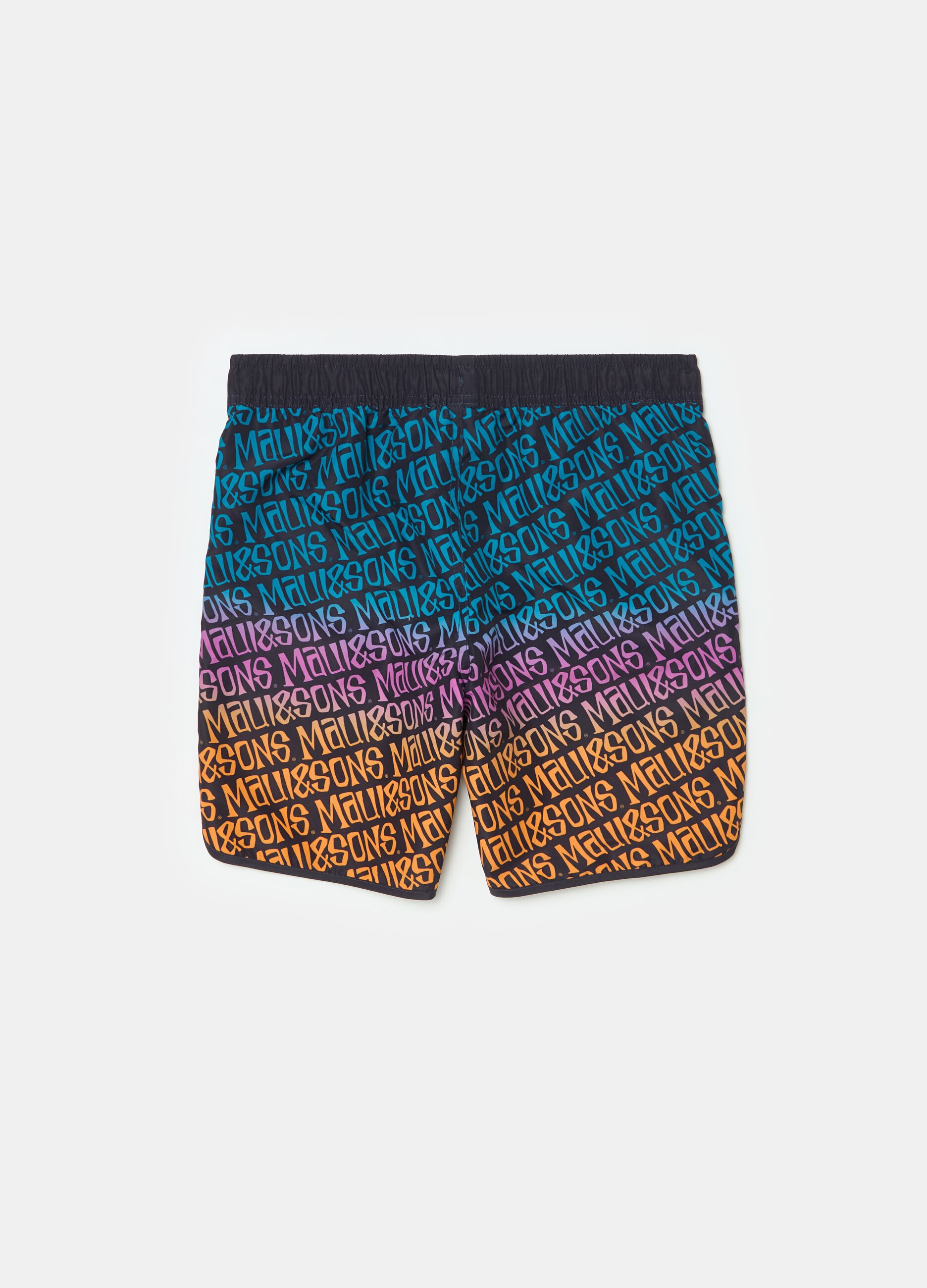 Swimming shorts with drawstring and print