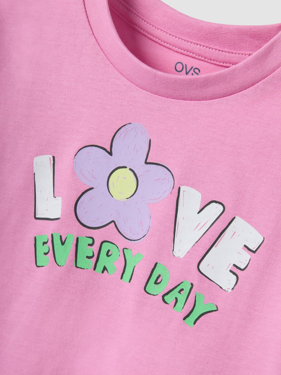 Girl's regular fit pink pure cotton T-shirt with print_2