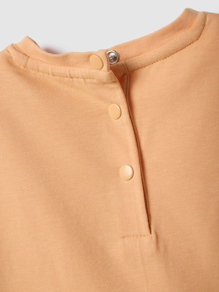 Orange cotton blend girl's regular fit t-shirt with embroidery_3