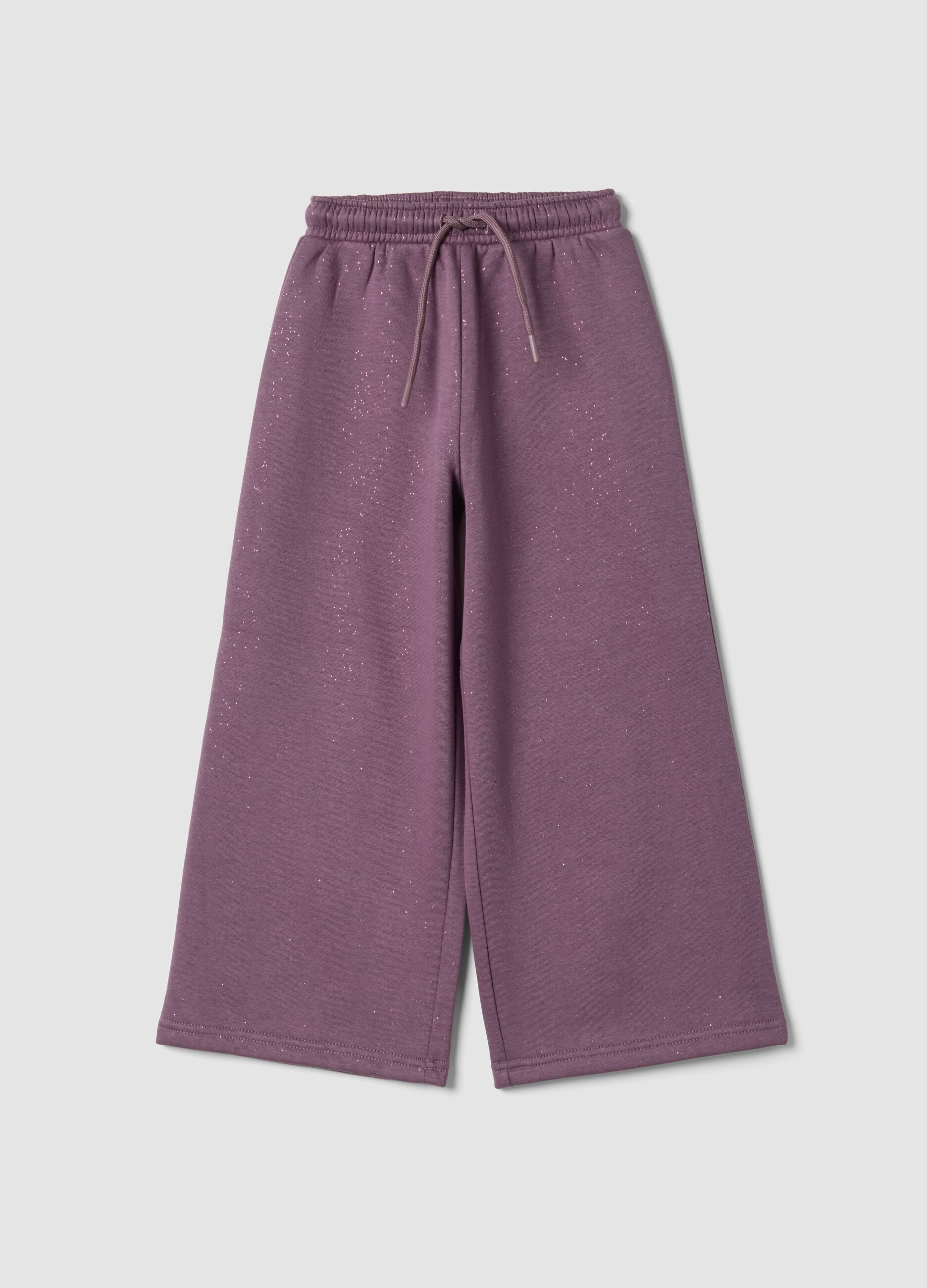 Purple wide-leg joggers with elasticated waistband