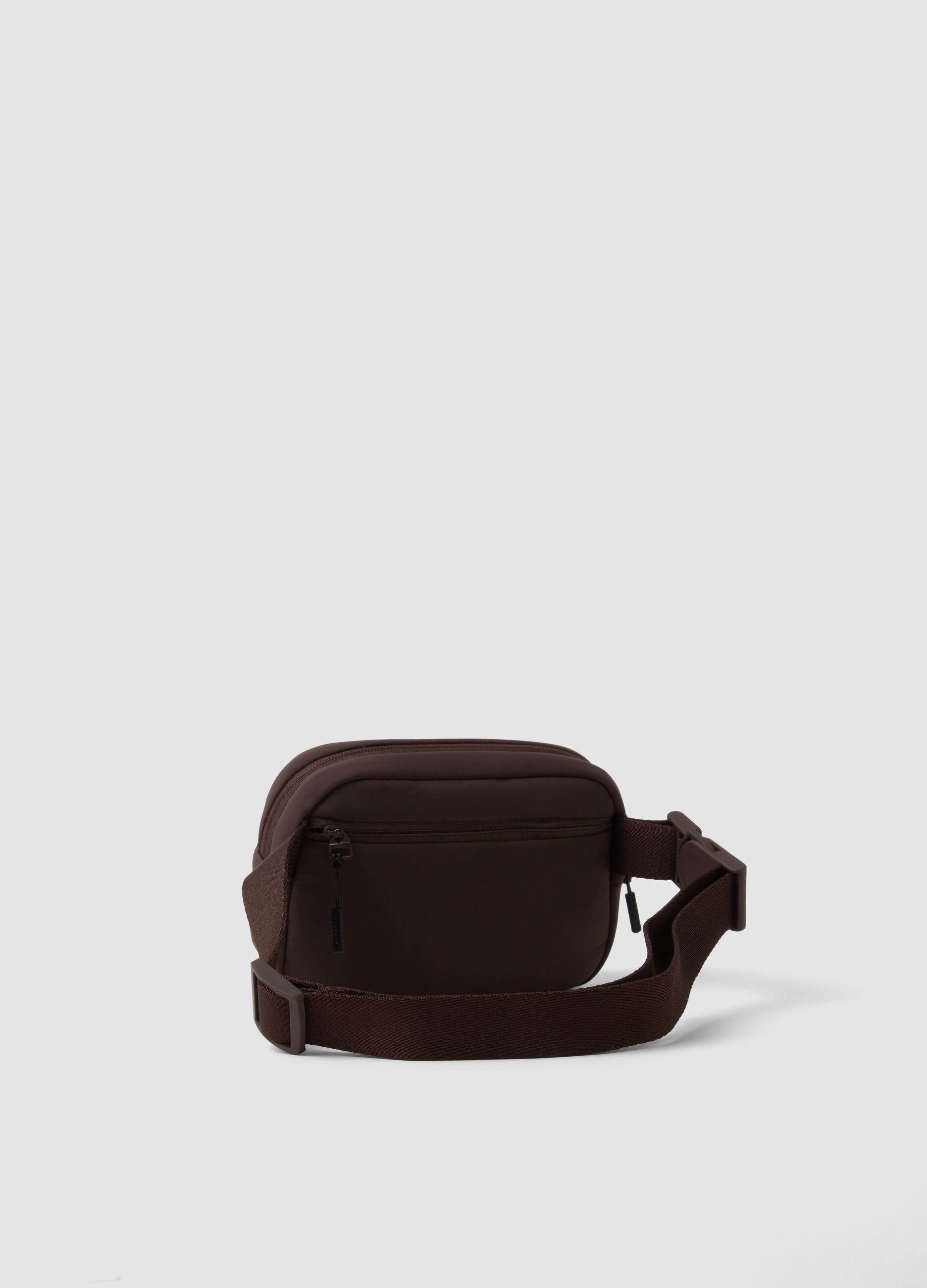 Brown stretch-fabric crossbody bag