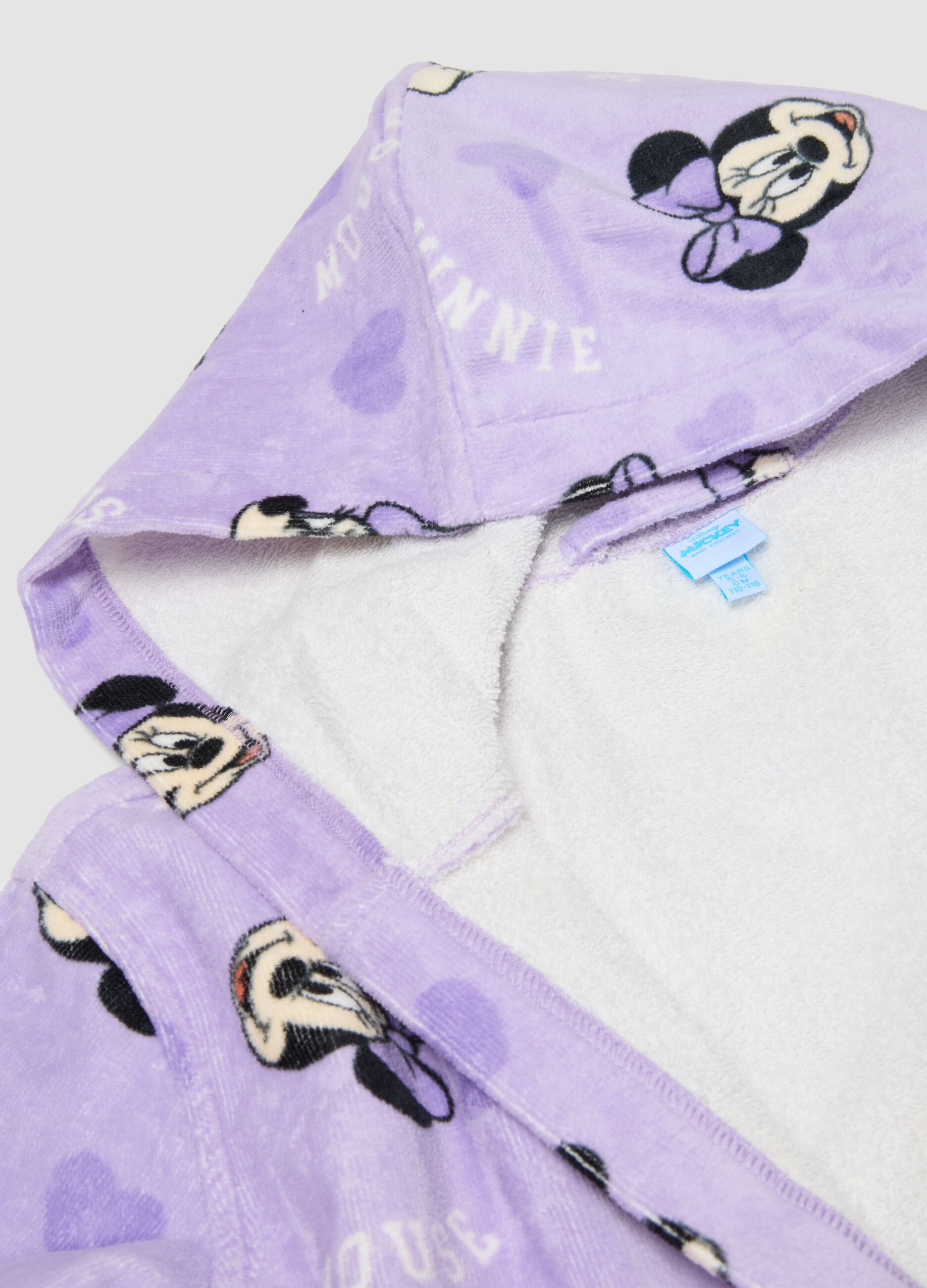 Purple pure cotton hooded Minnie print bathrobe