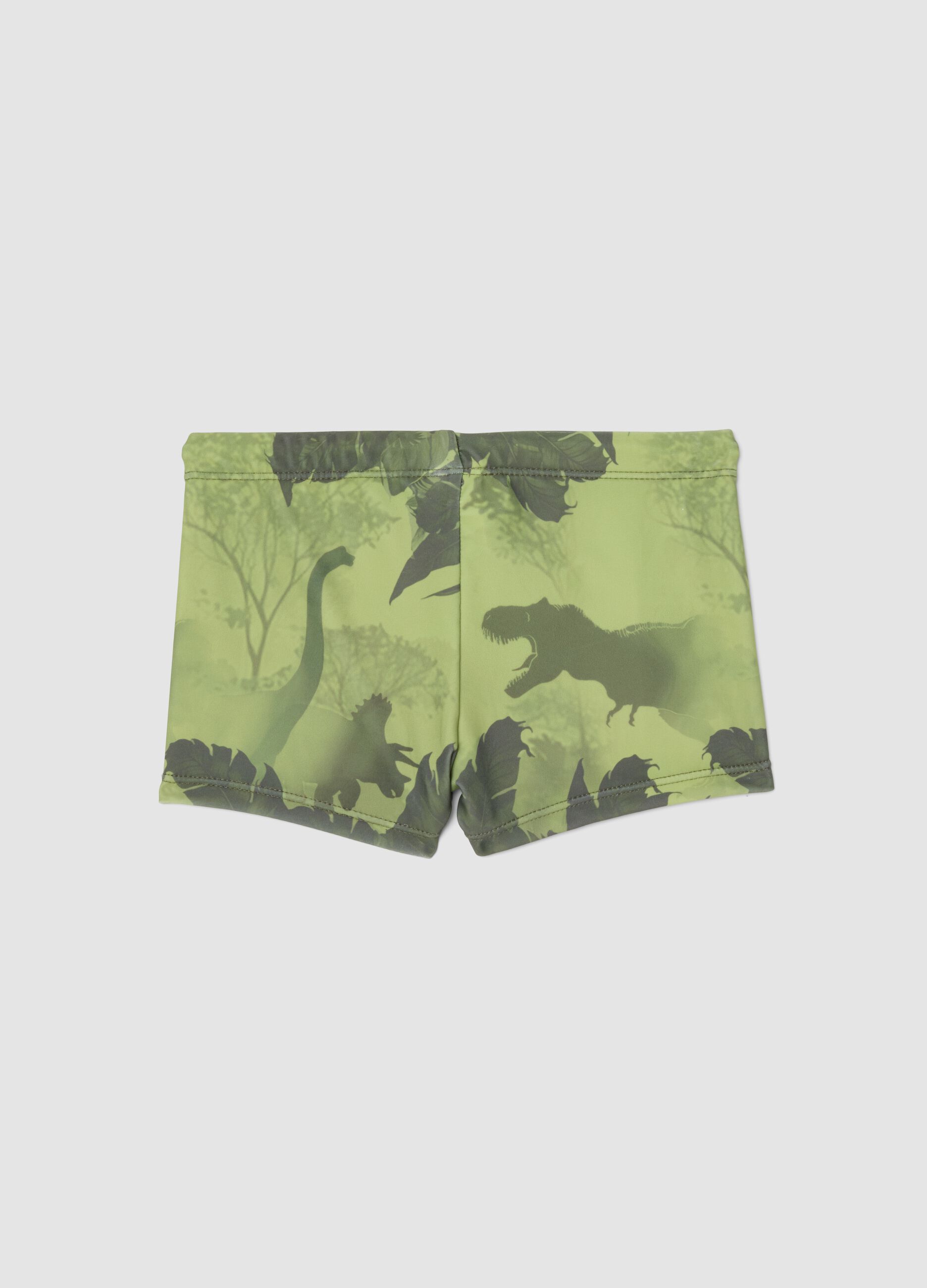 Gr&uuml;ne Stretch-Badehose mit Dino-Print