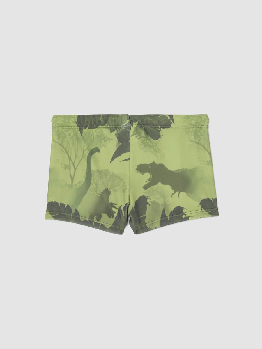 Gr&uuml;ne Stretch-Badehose mit Dino-Print_1