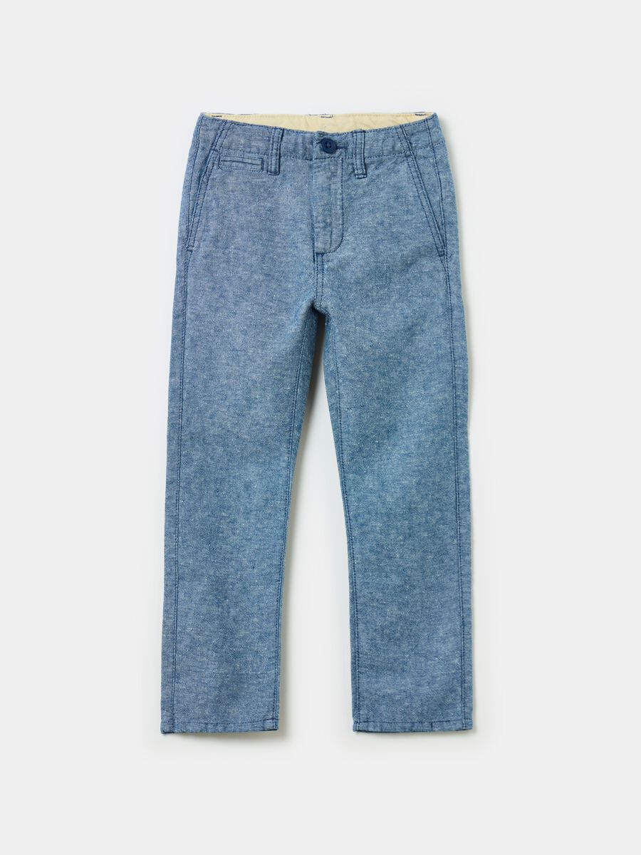 Pantalone chino in lino e cotone_0
