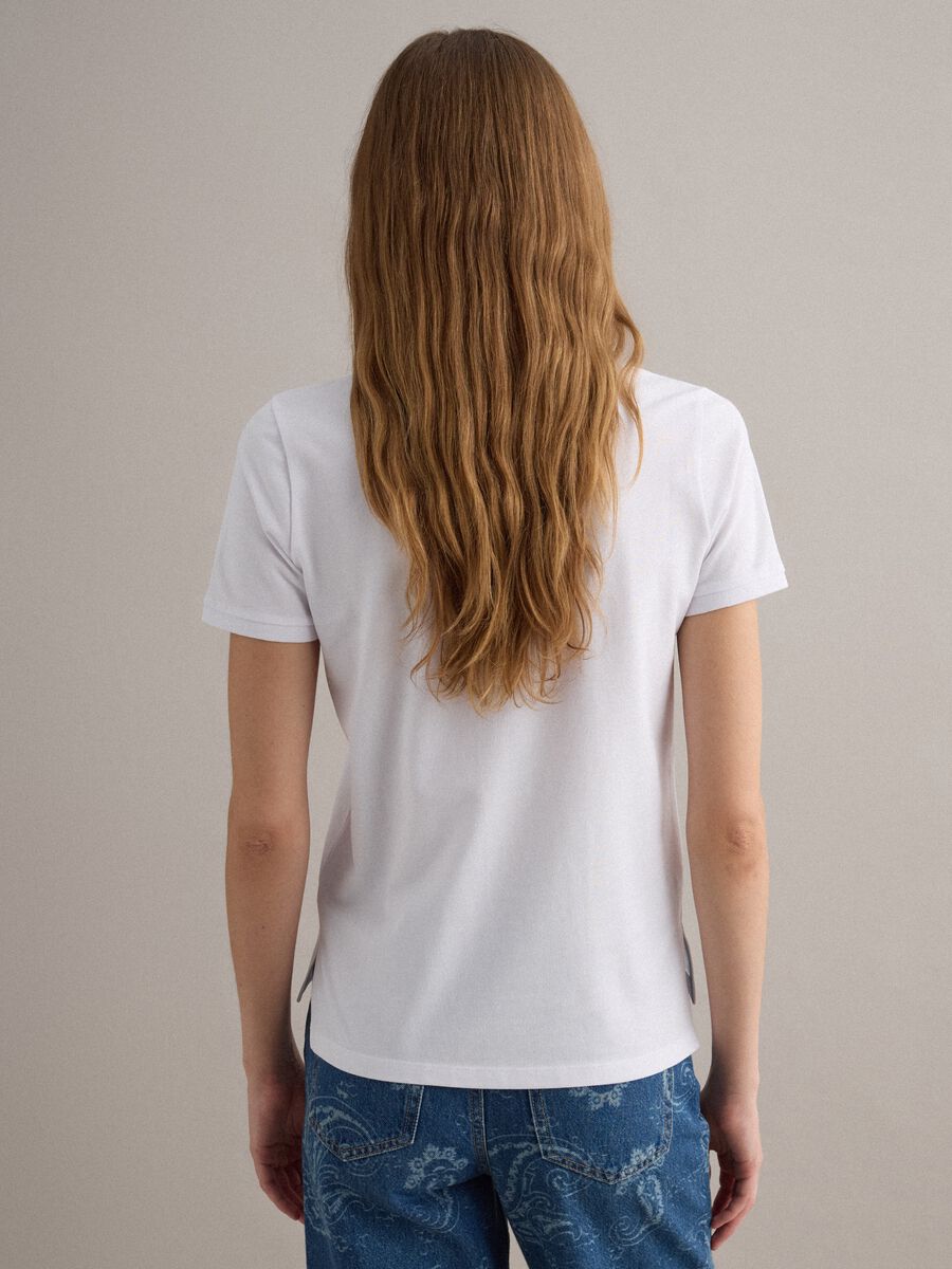 White short-sleeve pure cotton polo shirt, regular fit_3