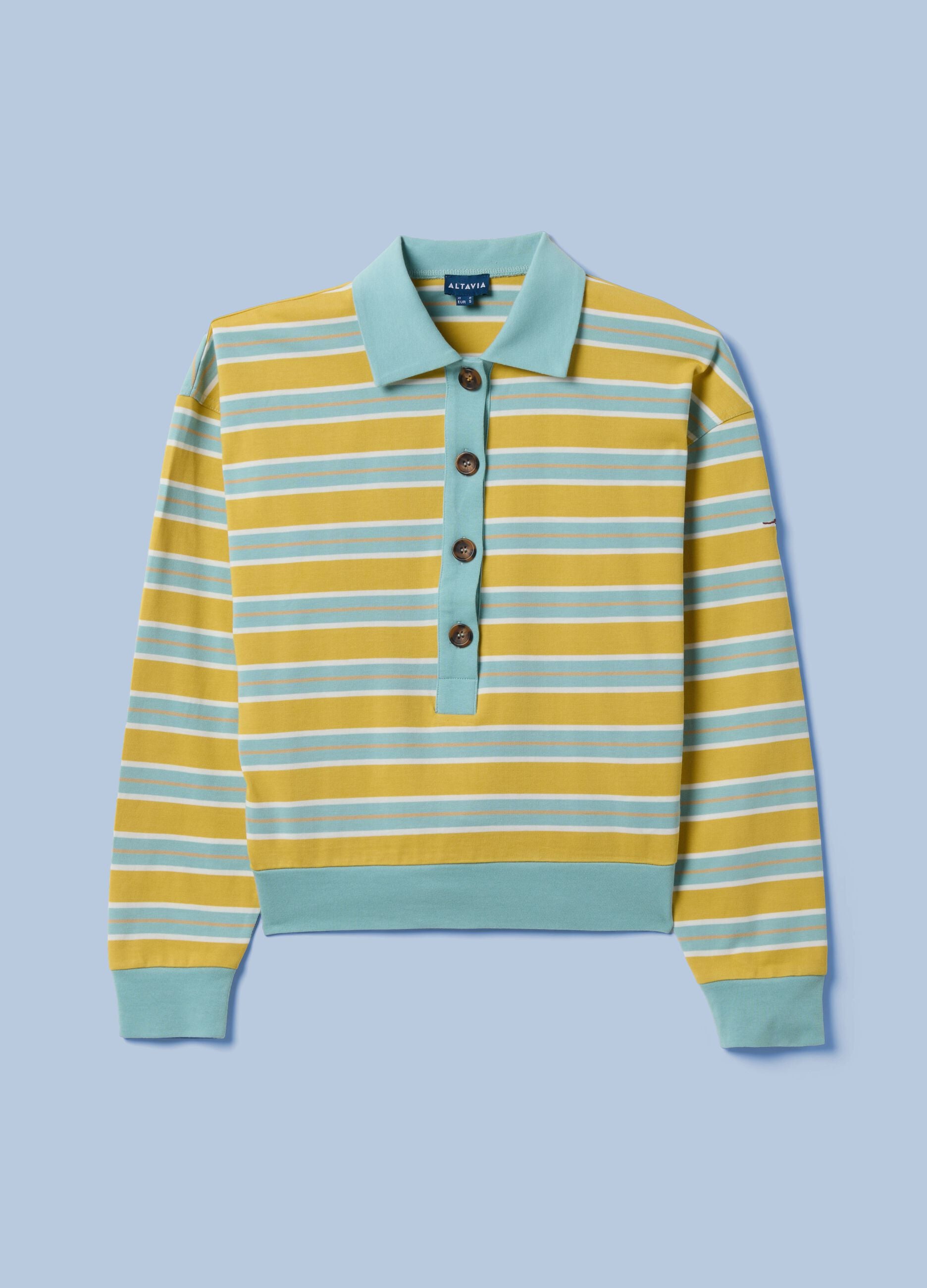 ALTAVIA SAILING long-sleeve striped polo shirt in pure cotton