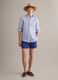 Blue swim shorts with elasticated waist and drawstring_0