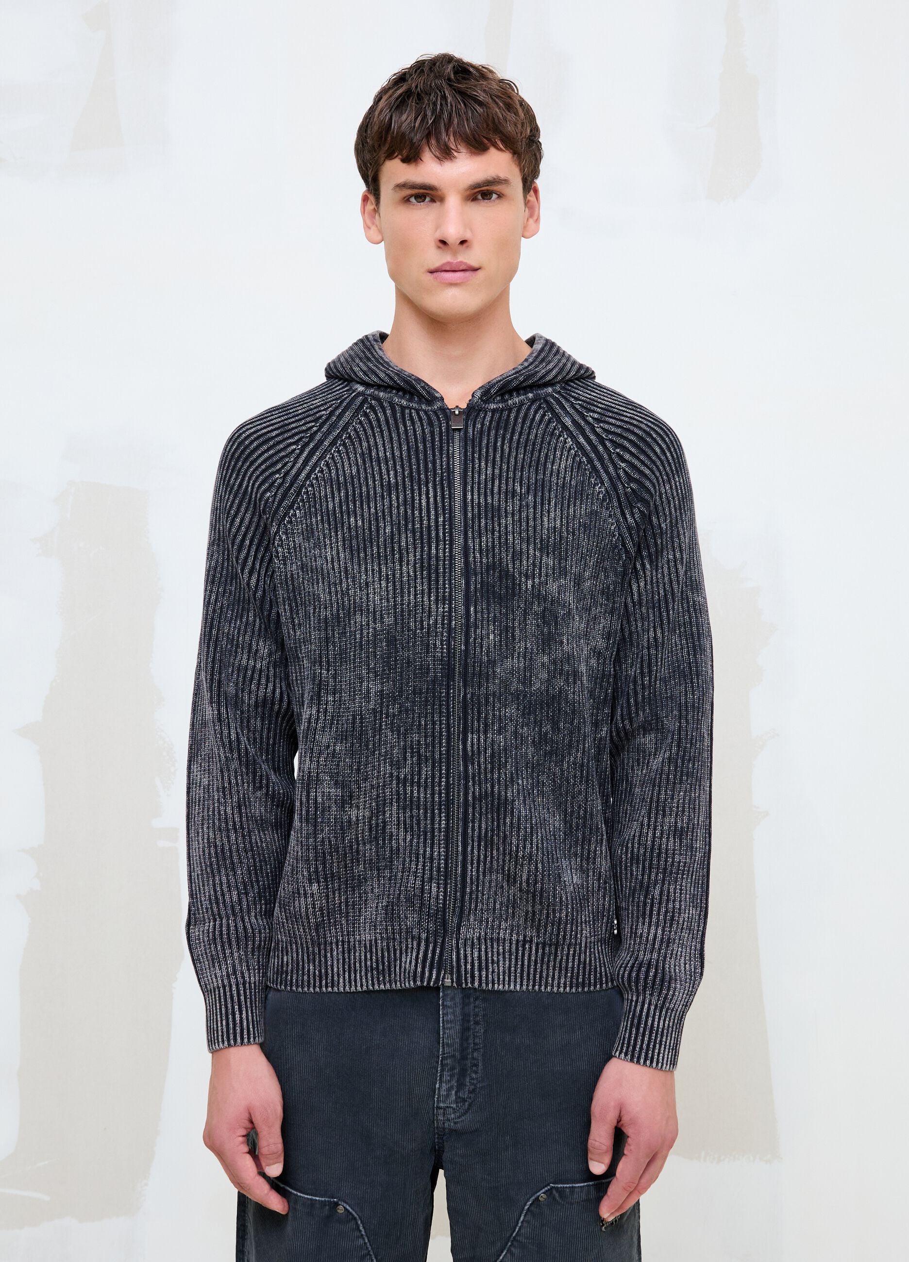 Vintage Grey Rippstrick-Hoodie