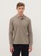 Beige Long Sleeve Polo in Pure Cotton Regular Fit_0