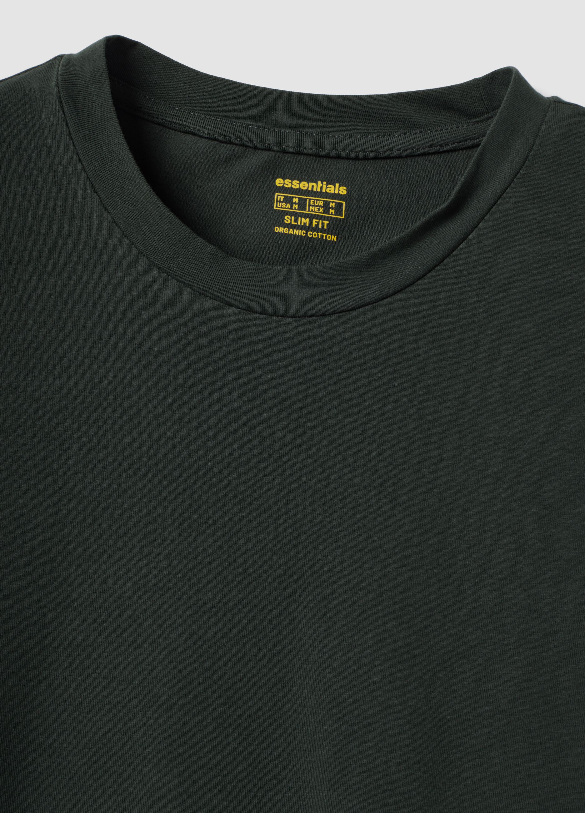 Green organic cotton slim-fit short-sleeve T-shirt