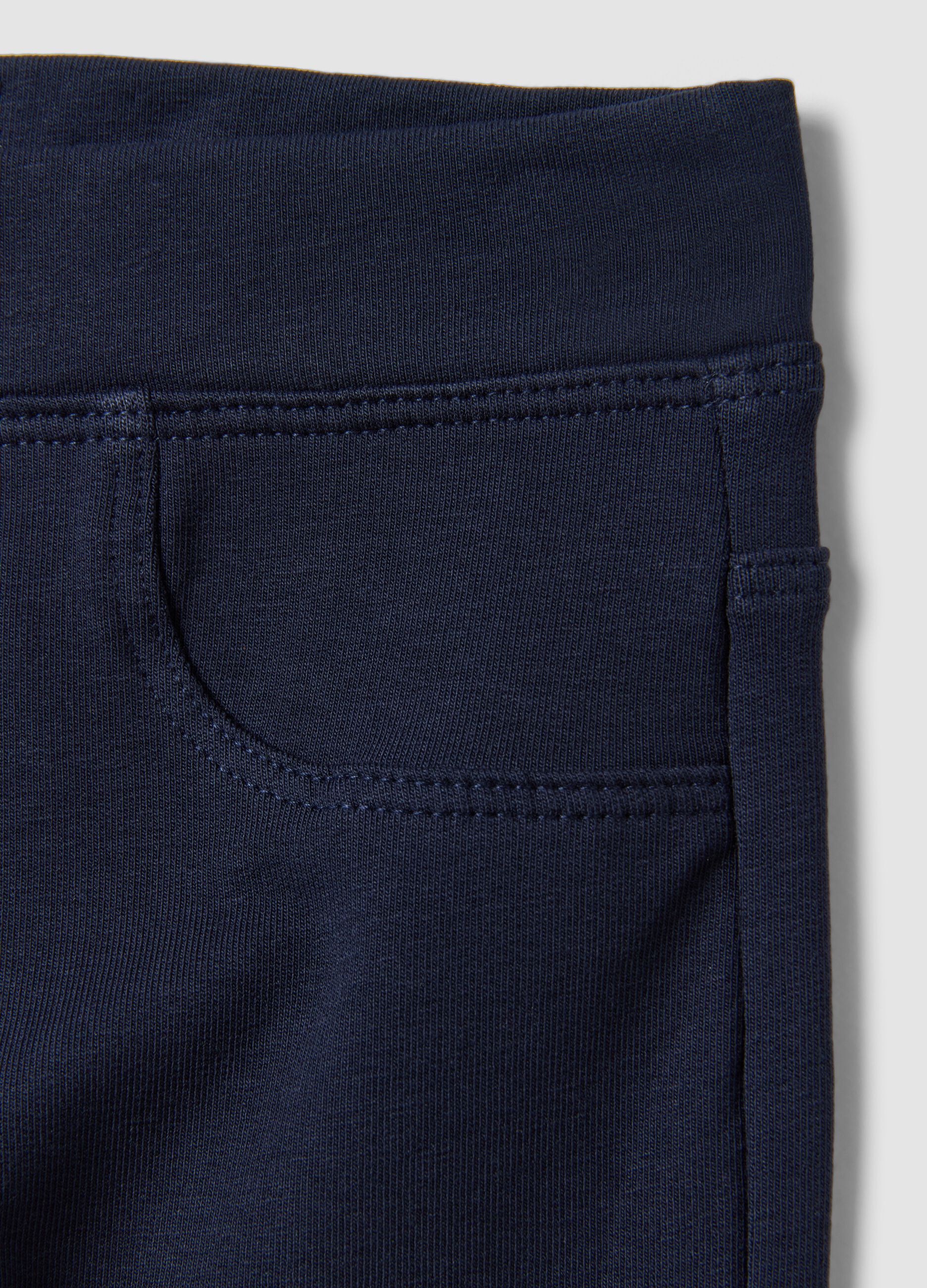 Girls' blue slim-fit stretch organic cotton treggings