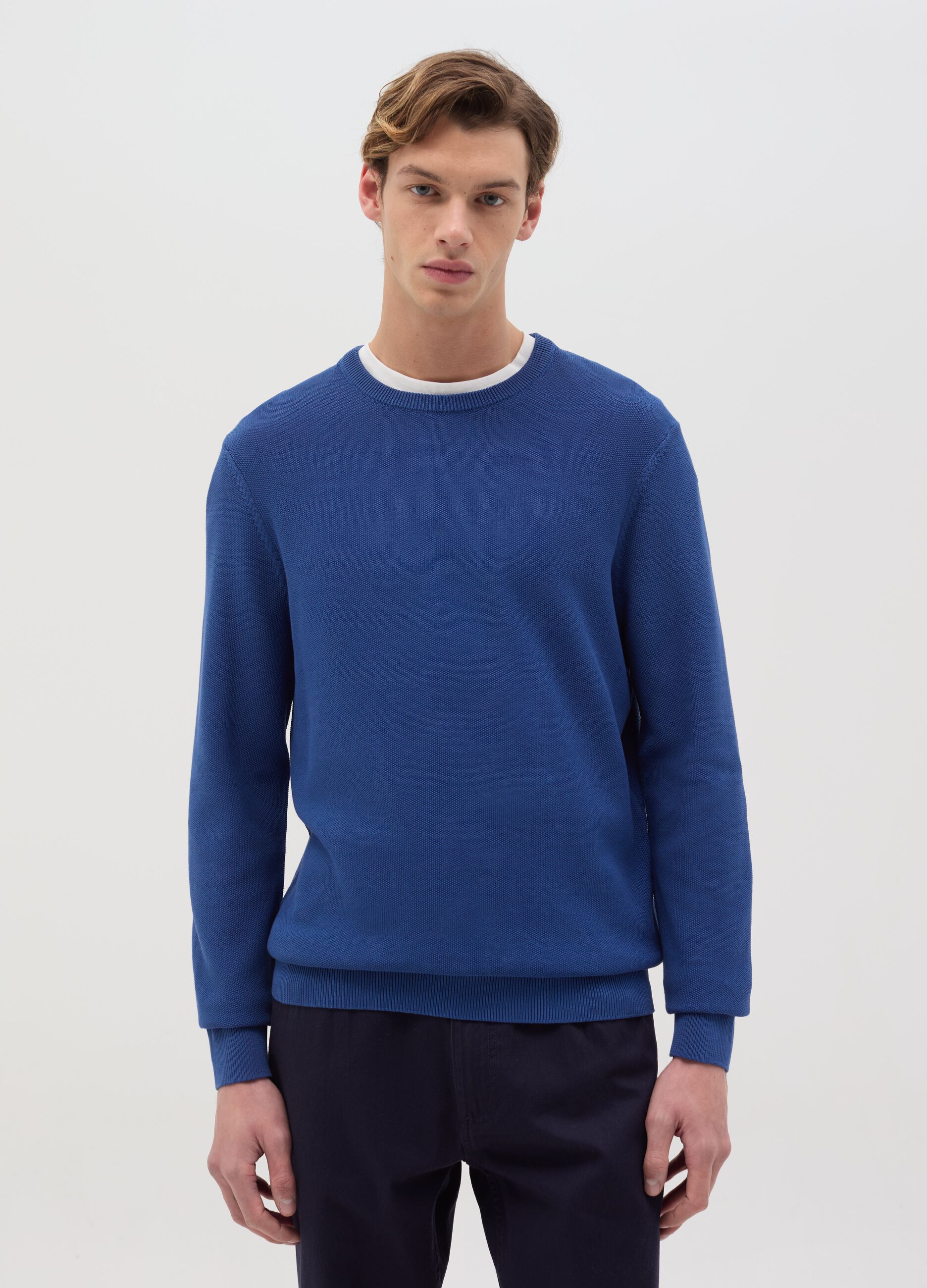 Cotton pullover with micro weave