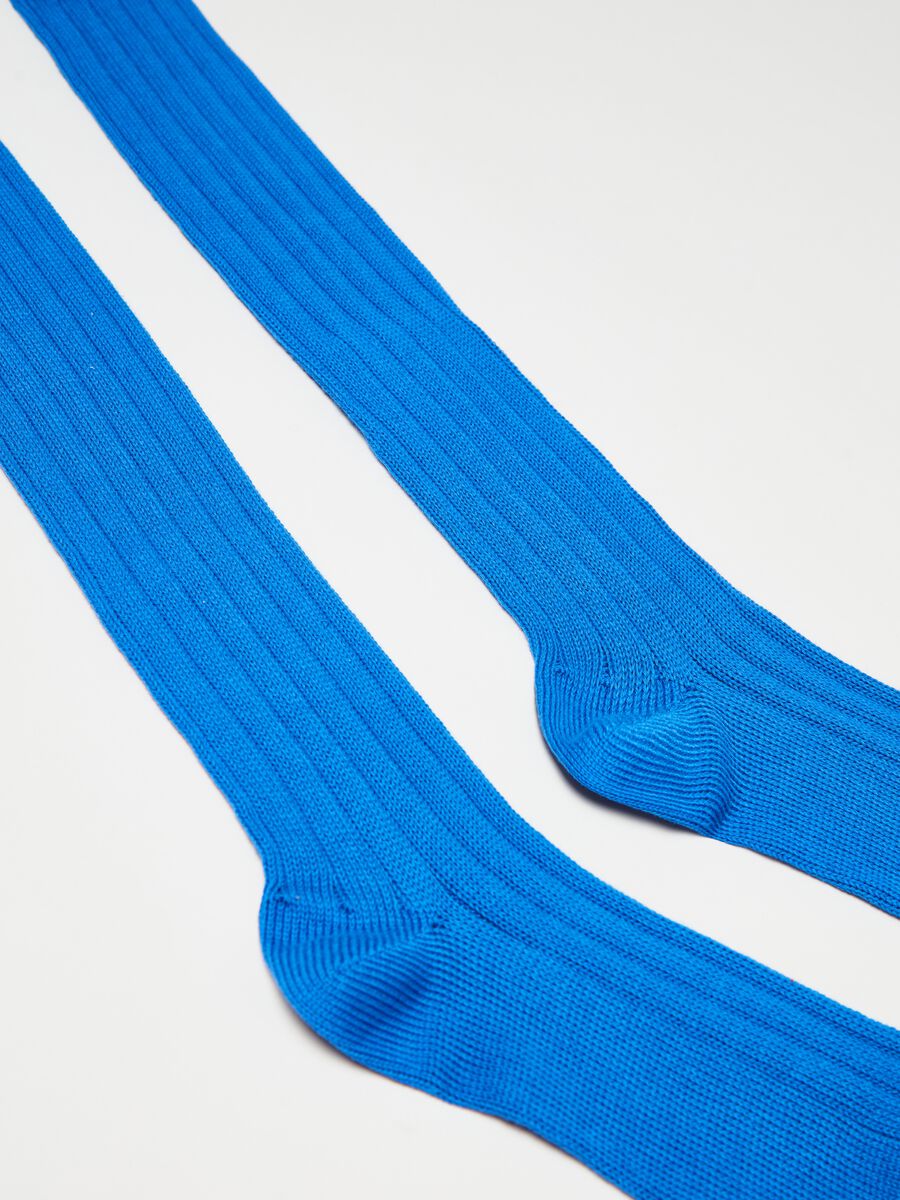 Long flat ribbed cotton socks_1