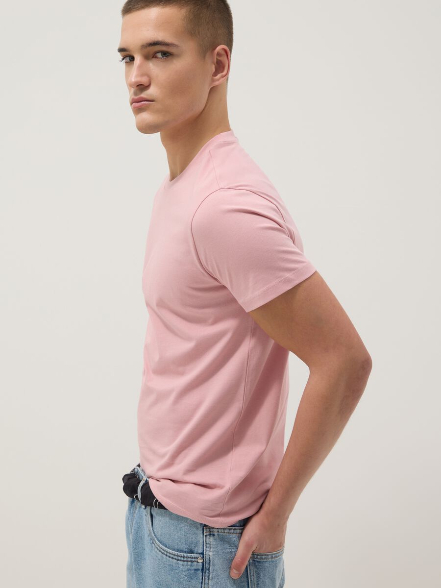 Pink pure cotton short-sleeve T-shirt_0