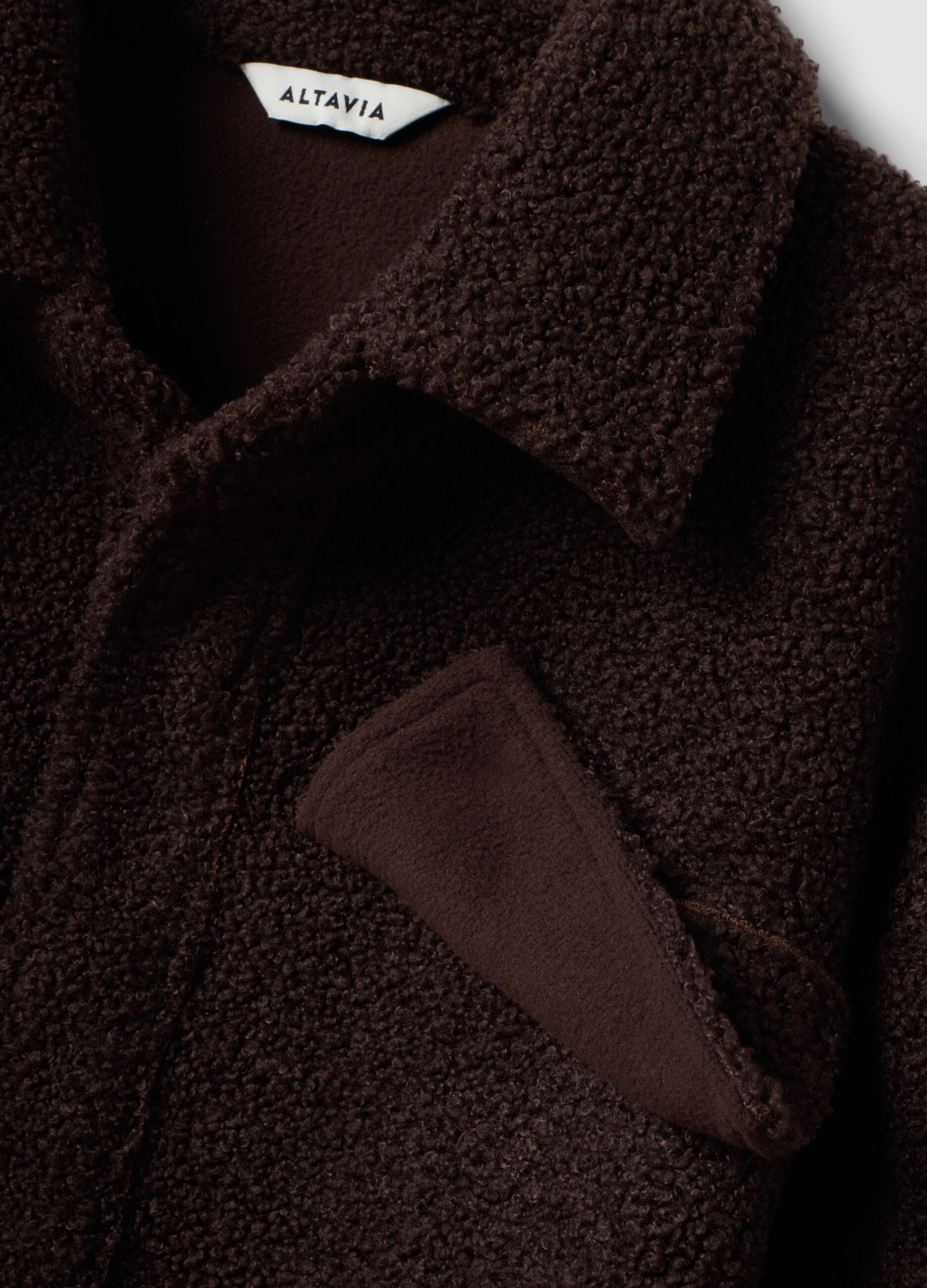 Brown sherpa shacket with buttons, relaxed fit &ndash; ALTAVIA STUDIO