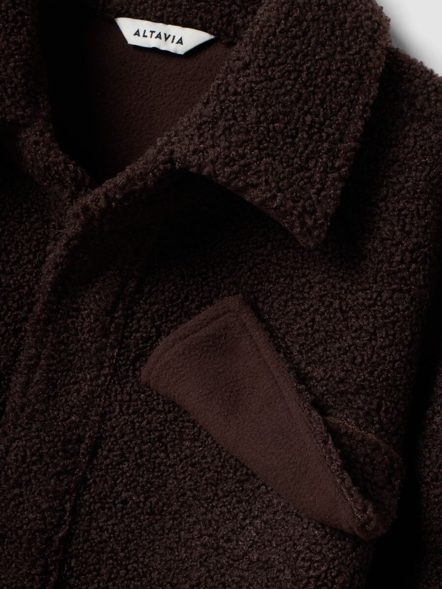 Brown sherpa shacket with buttons, relaxed fit &ndash; ALTAVIA STUDIO_7