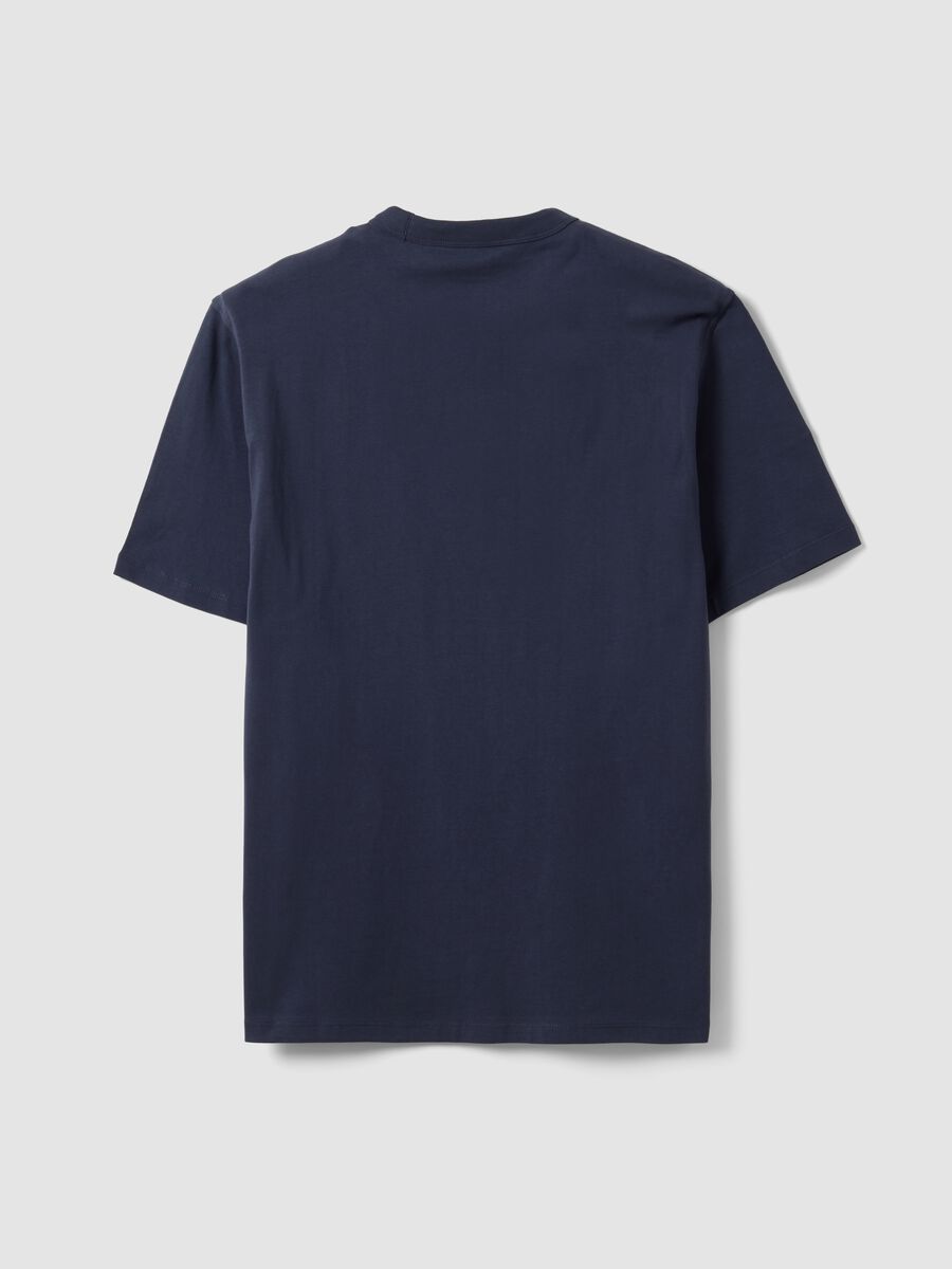 Blue pure cotton crew-neck T-shirt, relaxed fit_6
