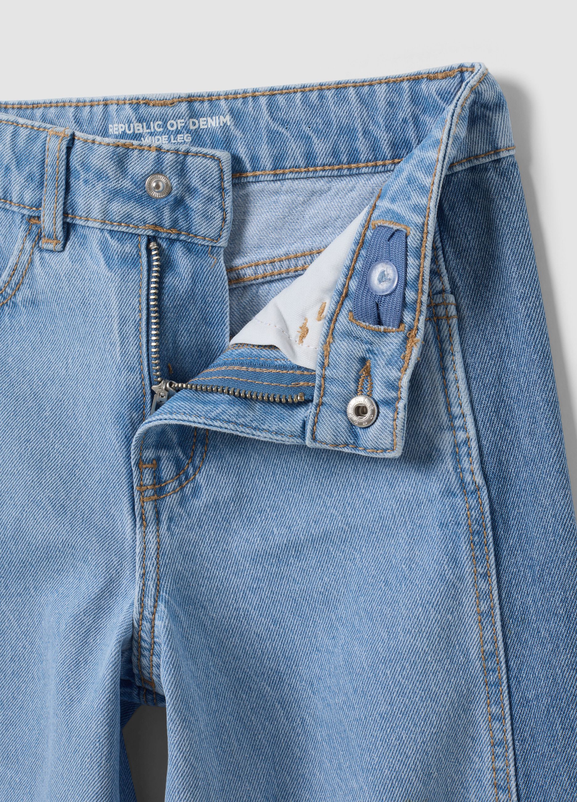 Hellblaue Wide-Leg-Jeans aus reiner Baumwolle f&uuml;r M&auml;dchen