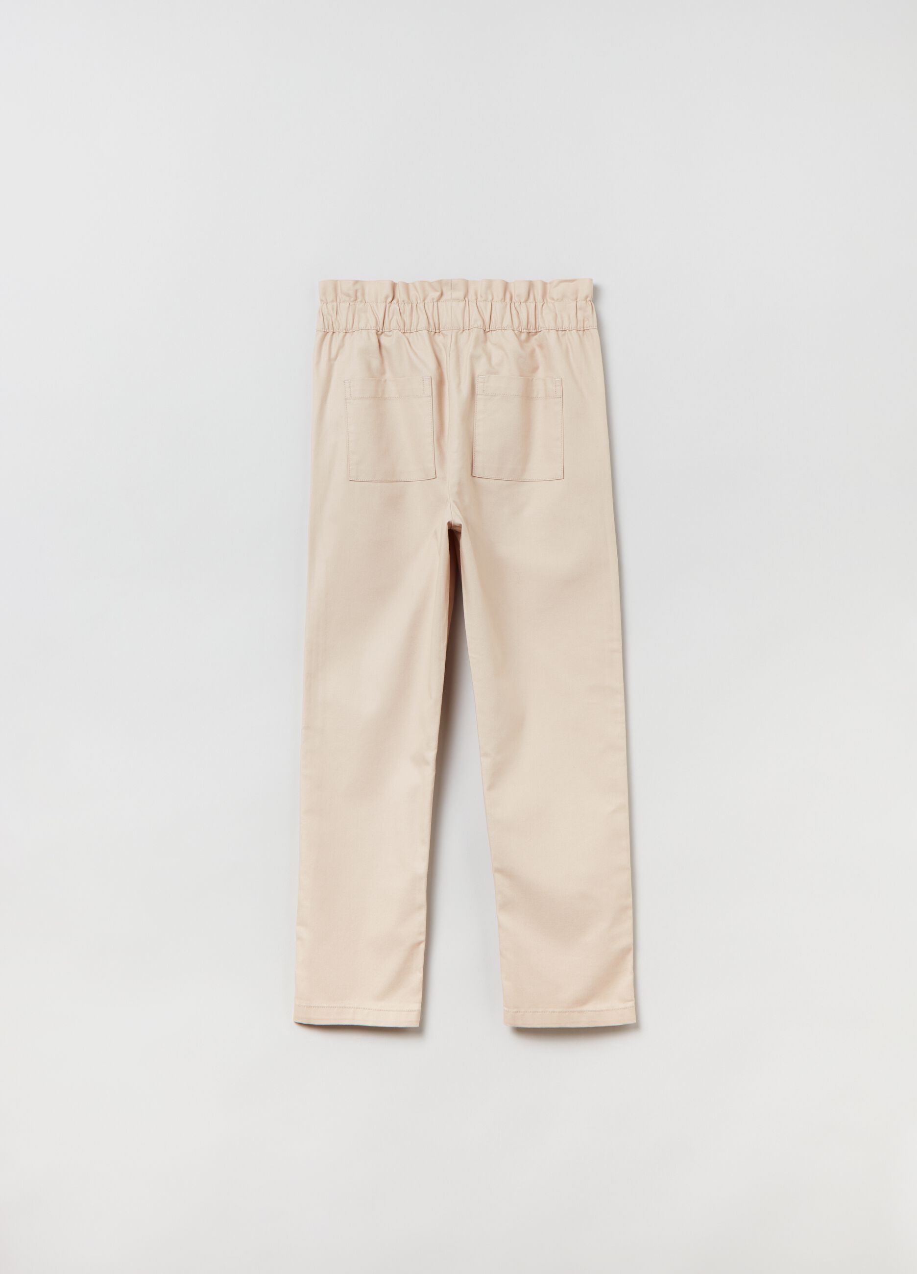 Paper bag trousers in cotton and Lyocell