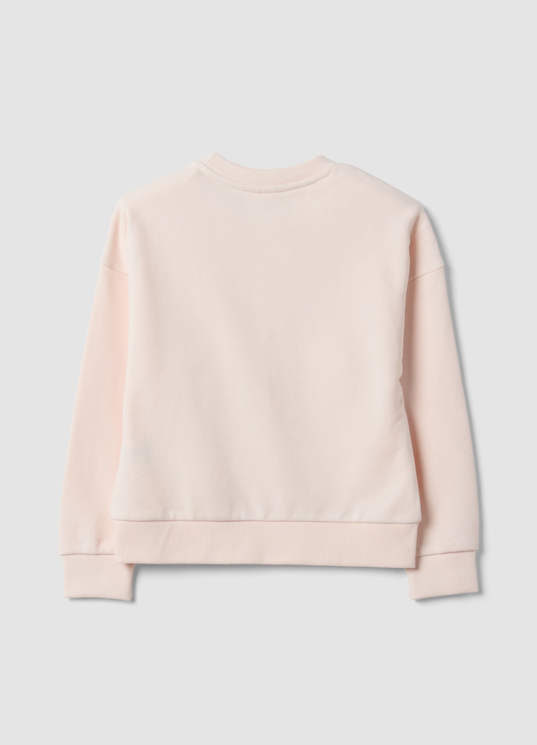 Pink cotton-blend crew-neck sweatshirt with capybara print for girls