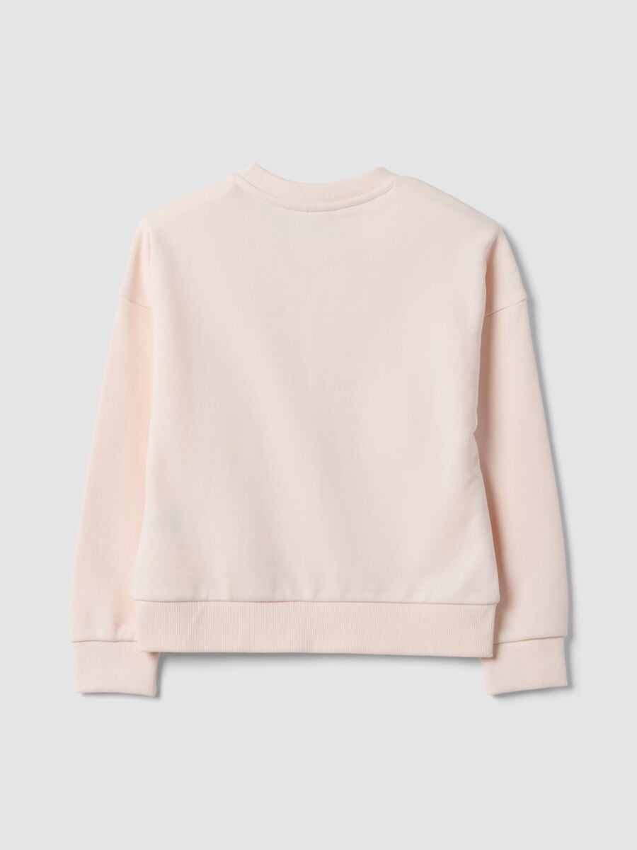 Pink cotton-blend crew-neck sweatshirt with capybara print for girls_1