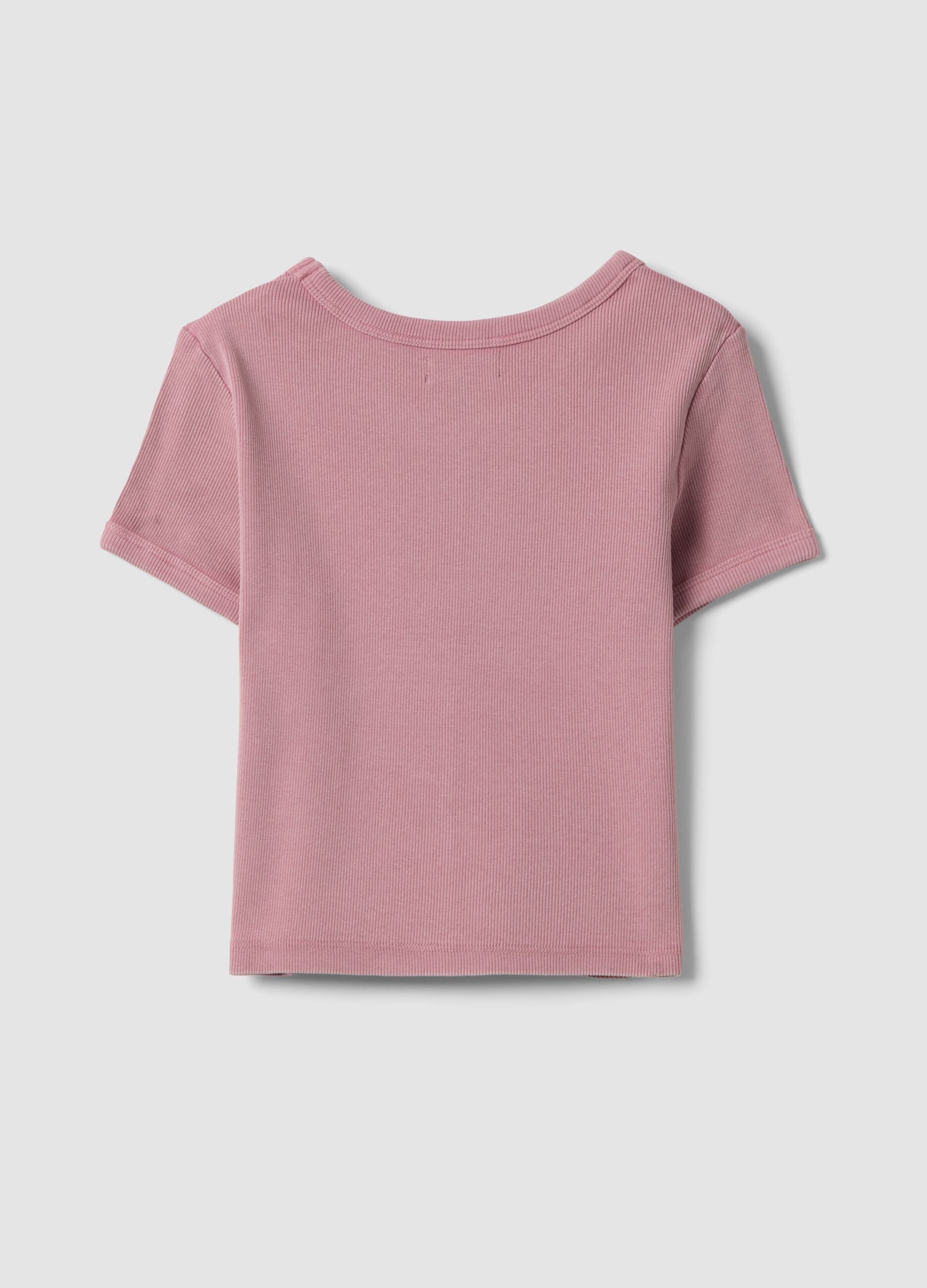 Pink short-sleeve stretch-cotton T-shirt